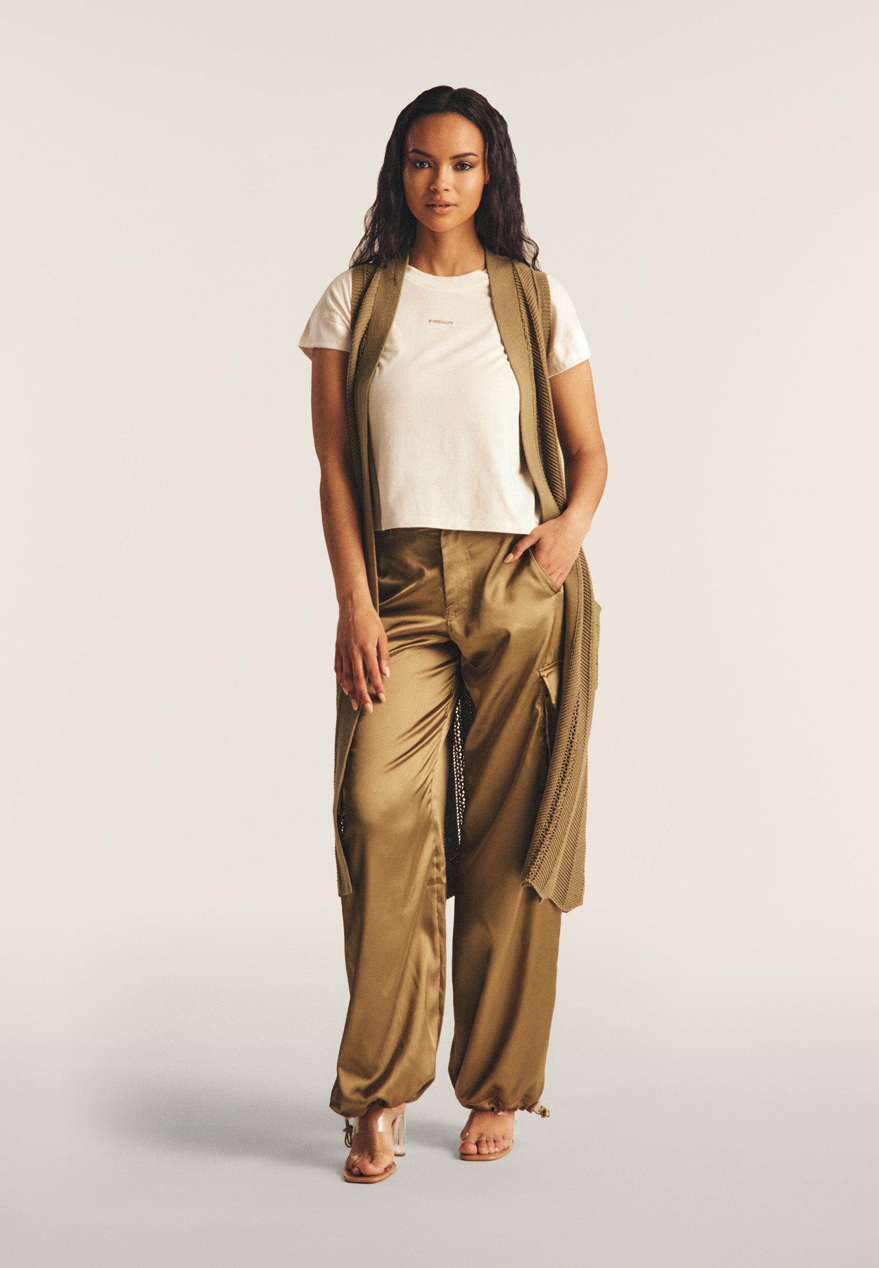 freddy-t-shirt-corta-cropped-jersey-con-maniche-effetto-seta-donna image 2