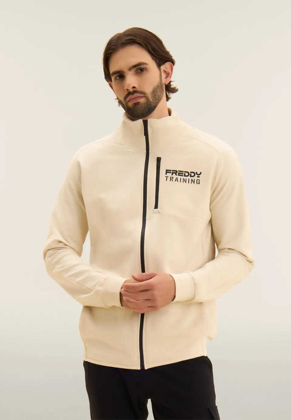 freddy-felpa-full-zip-con-taschino-collo-alto-e-cuciture-sportive image 1