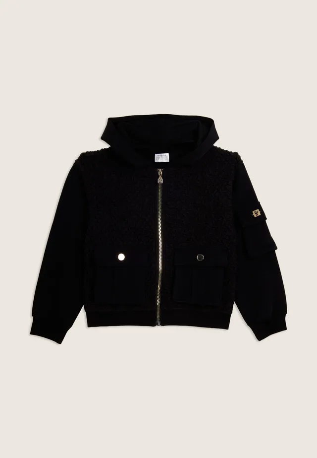 freddy-felpa-junior-in-teddy-con-cappuccio-zip-e-dettagli-dorati image 1