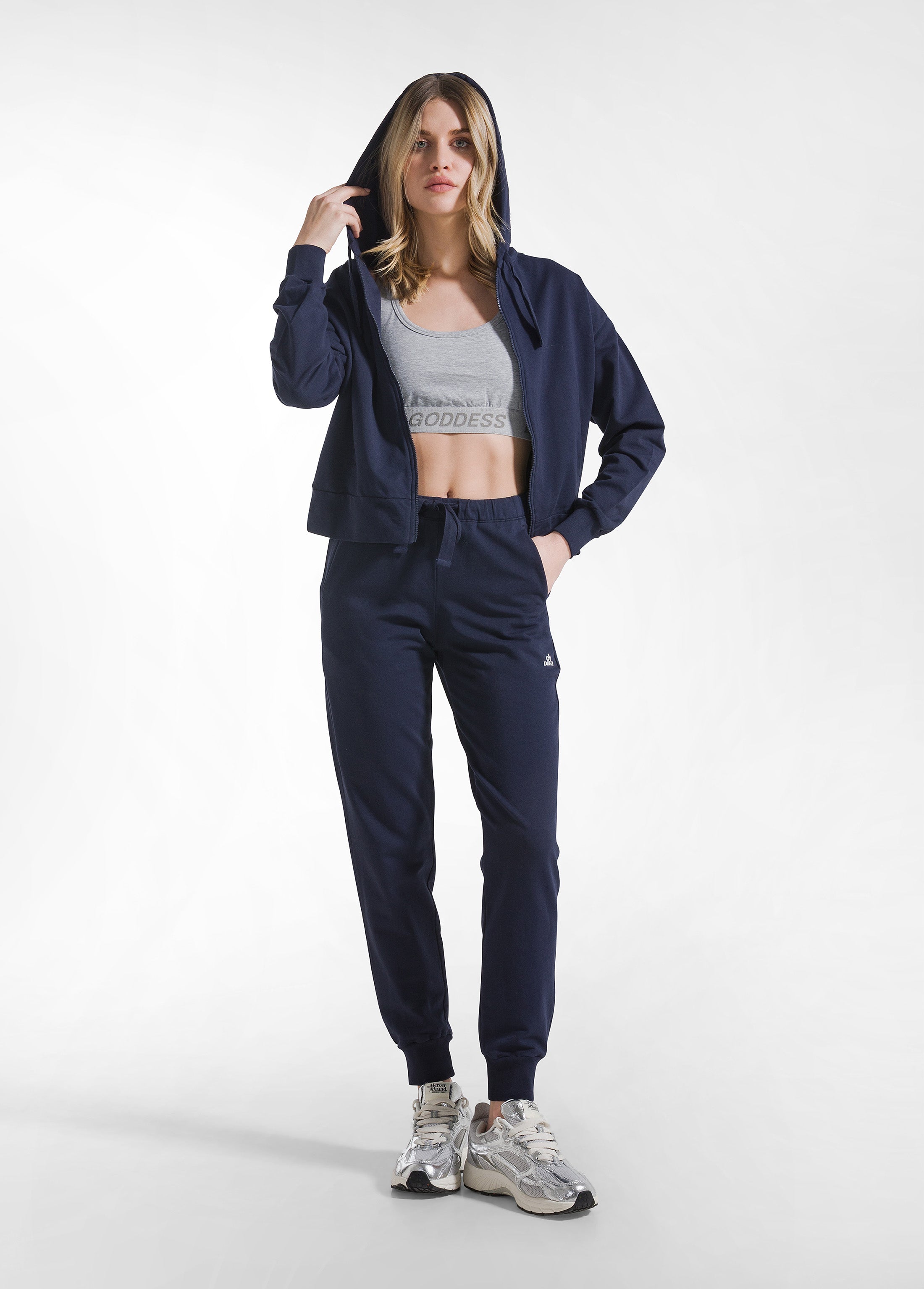 deha-d42250-felpa-con-cappuccio-full-zip-in-tessuto-stretch-blu image 4