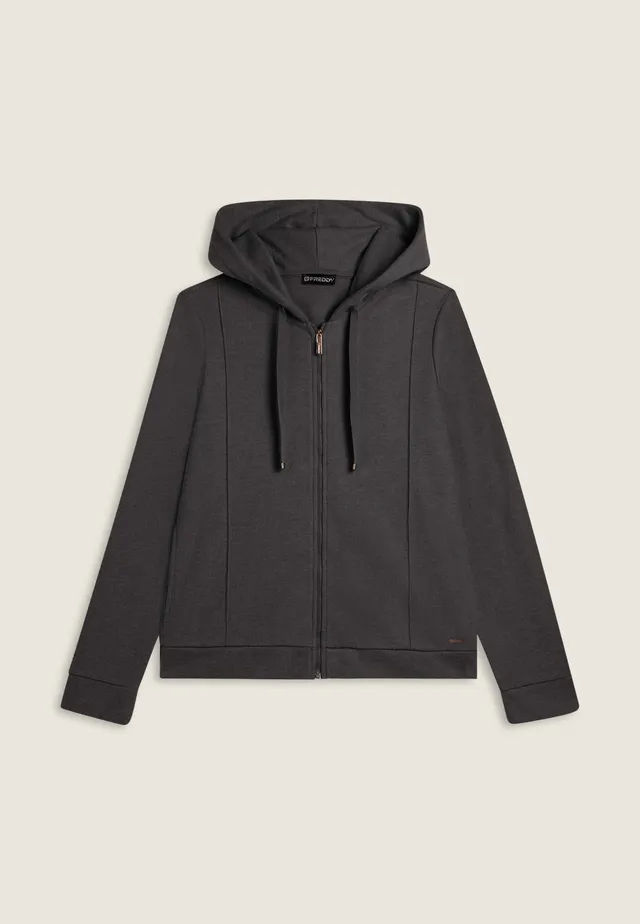 freddy-wr-up-felpa-donna-con-cappuccio-e-zip-effetto-tricot image 1