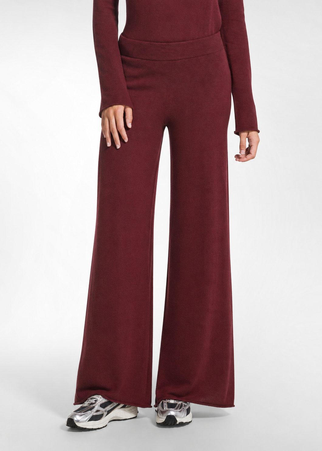 deha-pantaloni-d52716-in-lana-leggera-gamba-ampia-rosso image 2