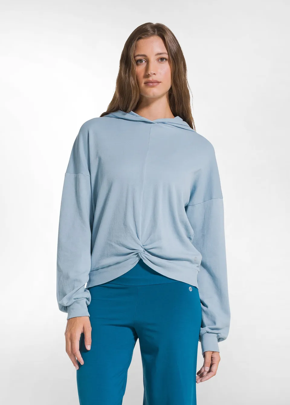 deha-felpa-con-cappuccio-d52050-in-cotone-organico-blu image 1