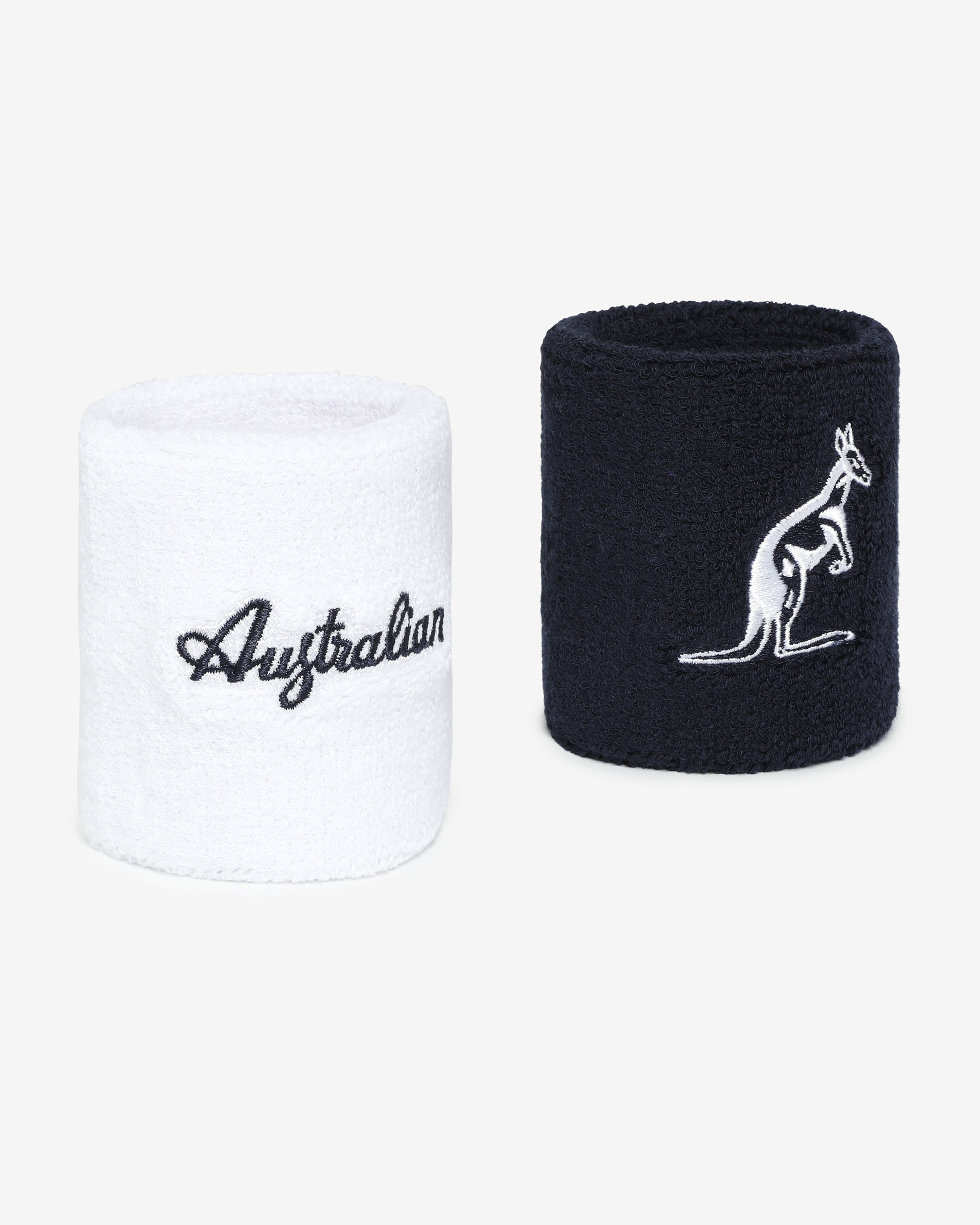 australian-double-cotton-wristband-blu-bianco-polsino-spugna-tennis image 1