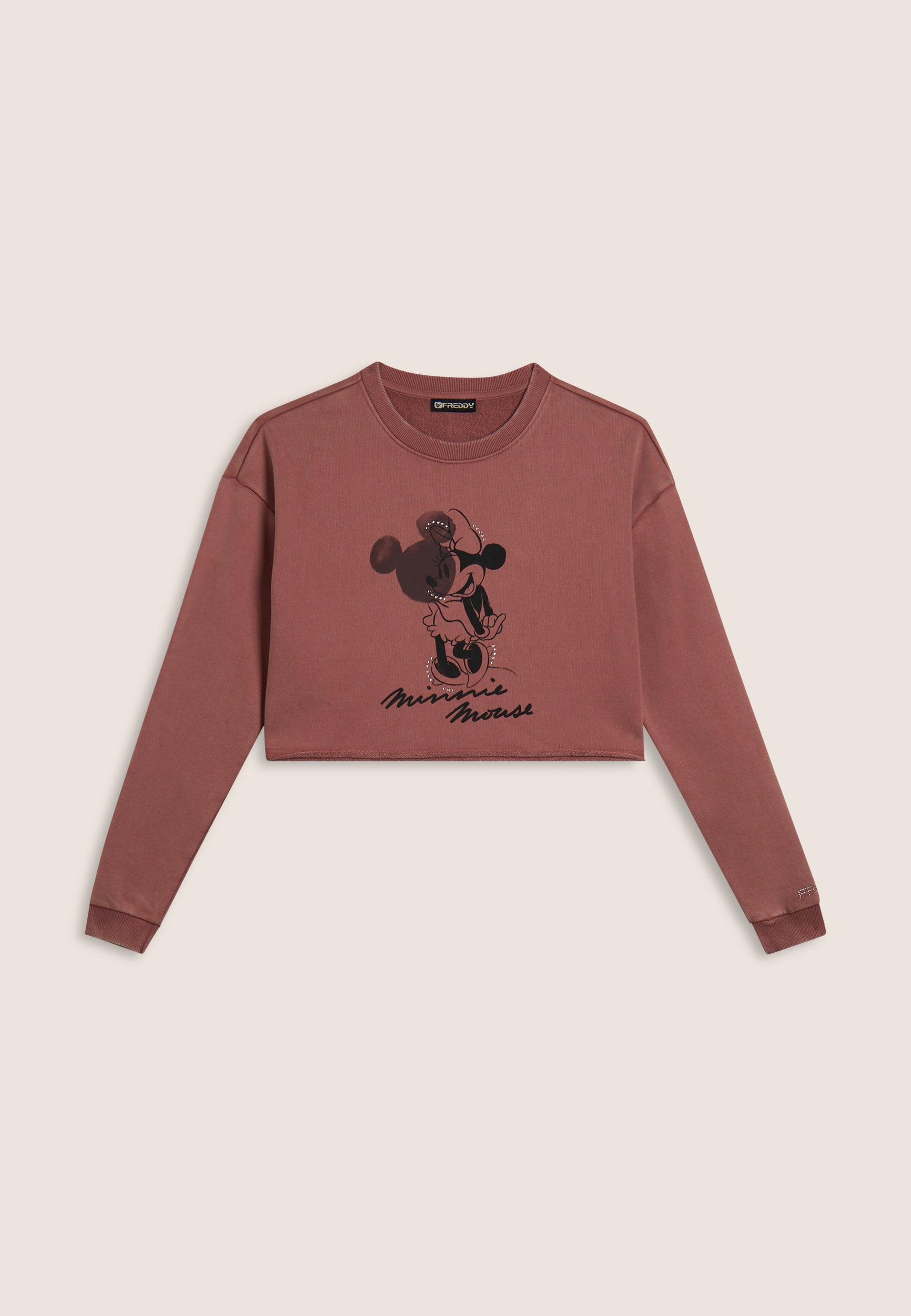 freddy-felpa-donna-cropped-french-terry-grafica-disney-mickey-minnie-strass image 5
