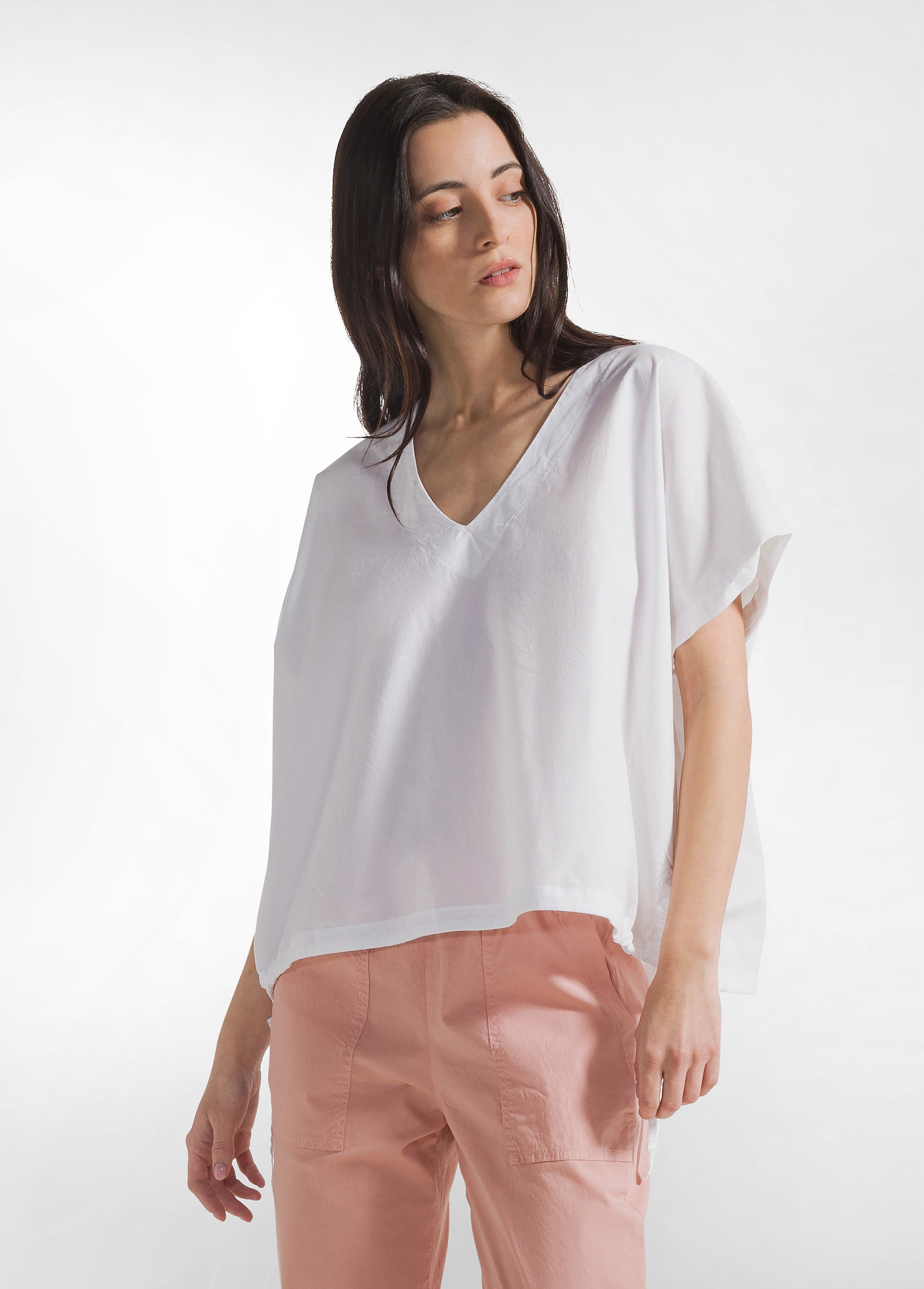deha-blusa-in-popeline-con-coulisse-bianco image 1