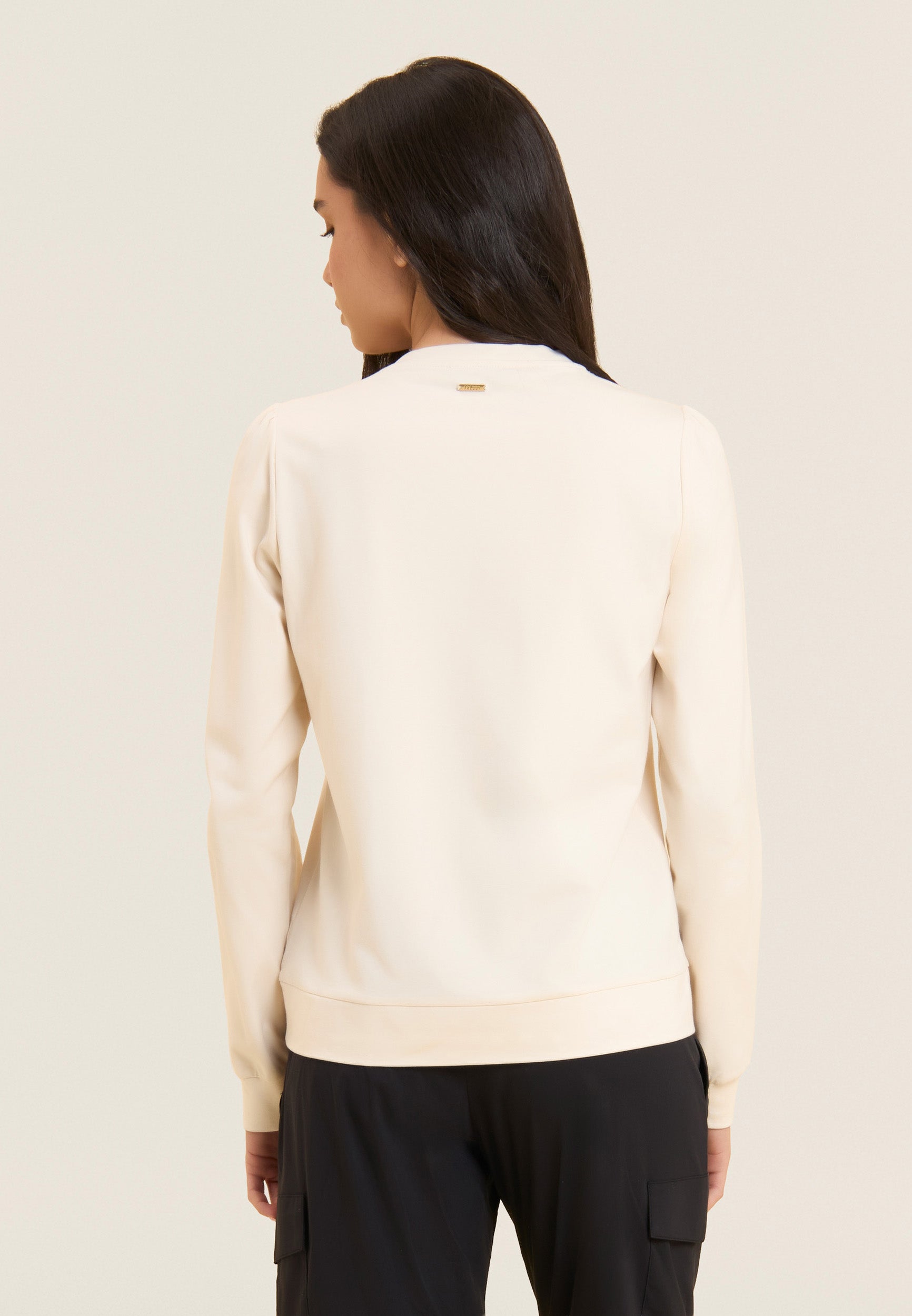 freddy-felpa-donna-logo-animalier-drappeggio-spalle-cotone-stretch image 3
