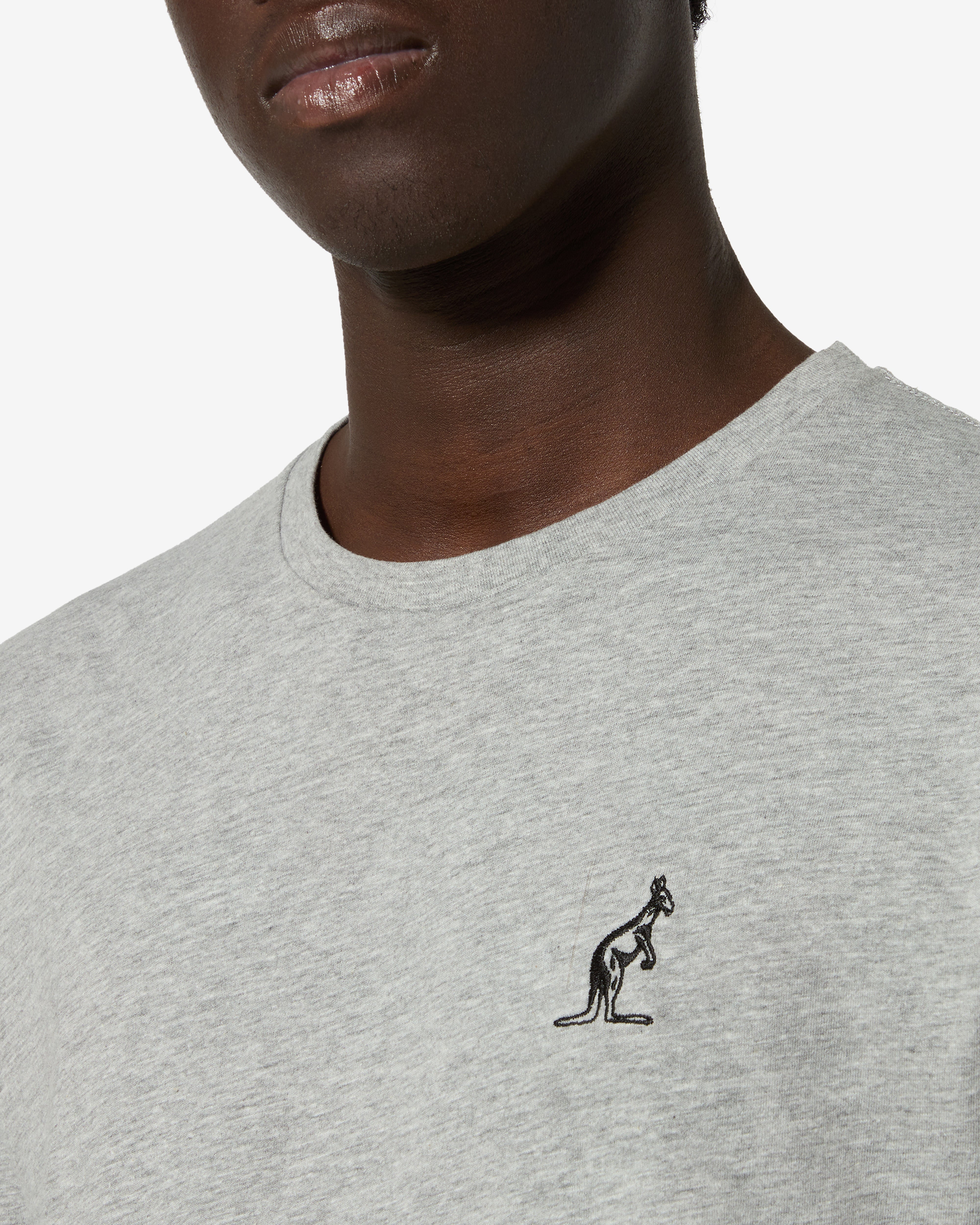 australian-basic-t-shirt-league-maglietta-cotone-grigio-melange-logo-ricamato image 4