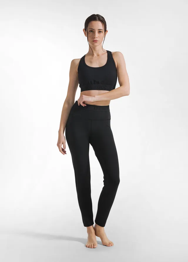 deha-leggings-in-jersey-stretch-con-logo-nero image 1