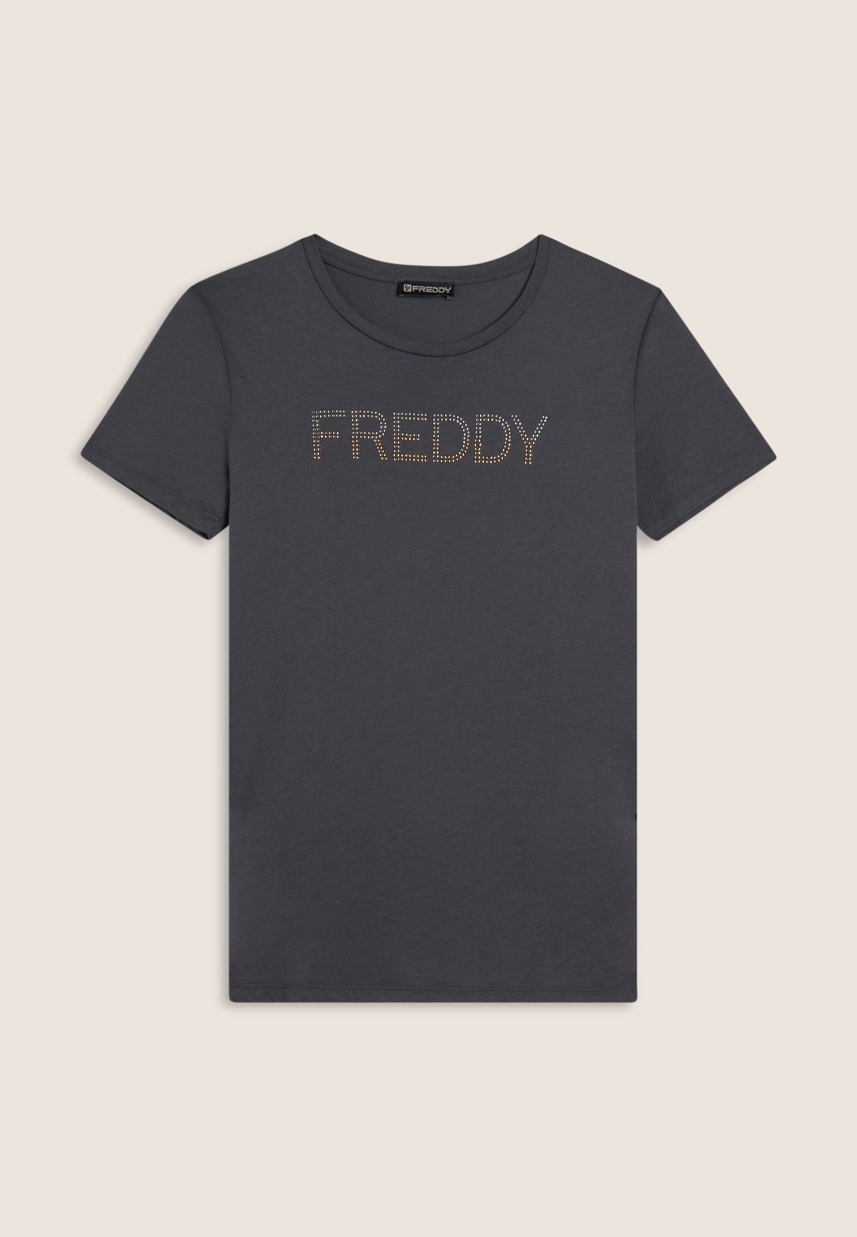 freddy-t-shirt-donna-jersey-modal-cotone-con-logo-strass-bicolori image 5
