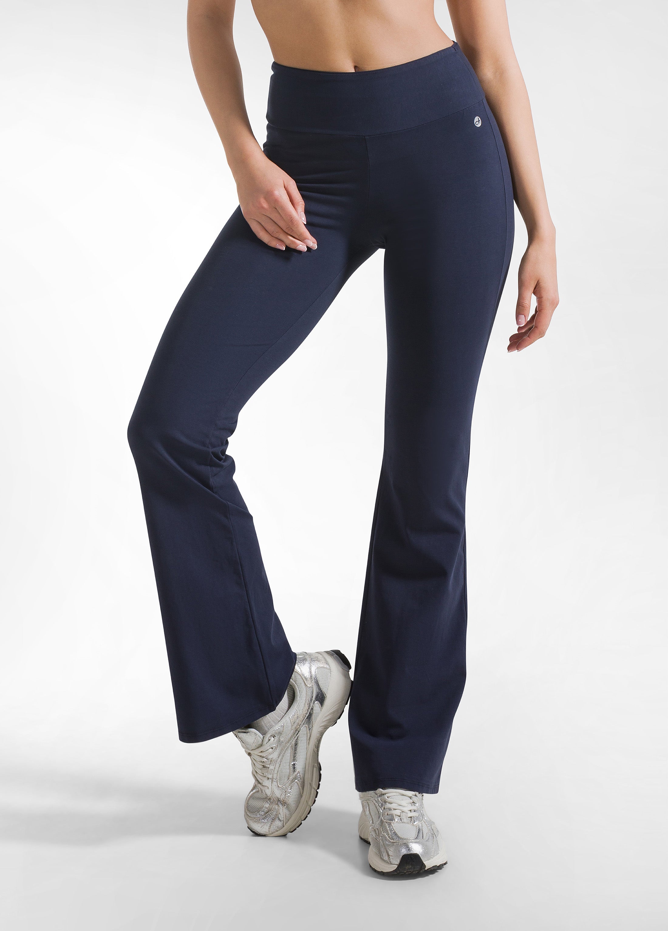 deha-pantaloni-jazz-in-jersey-stretch-blu-tinta-unita-d42016 image 2