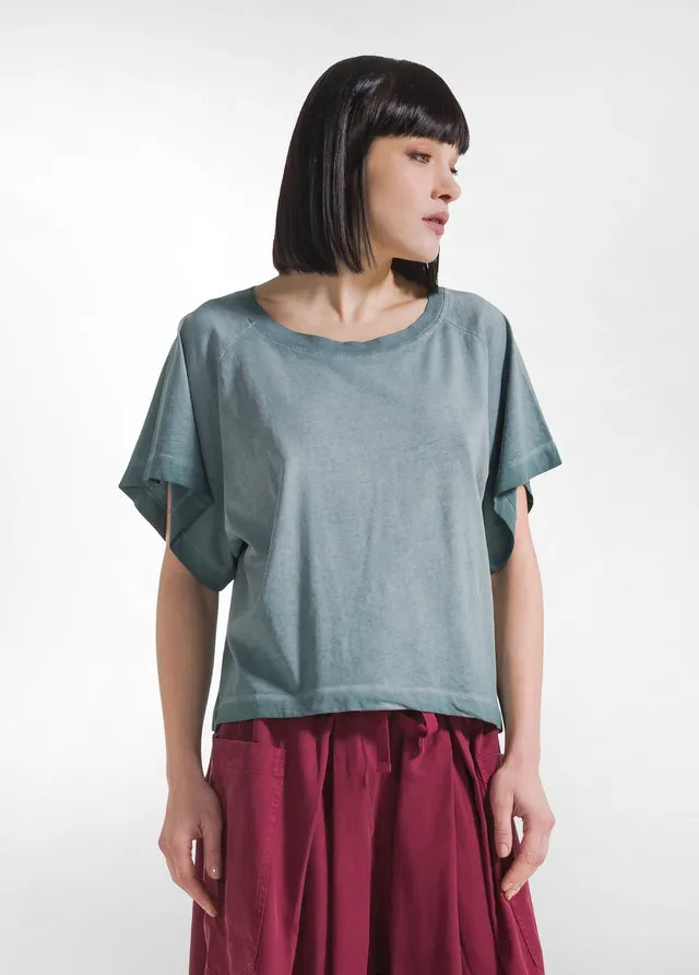 deha-t-shirt-effetto-sfumato-cotone-organico-verde-d42600 image 1