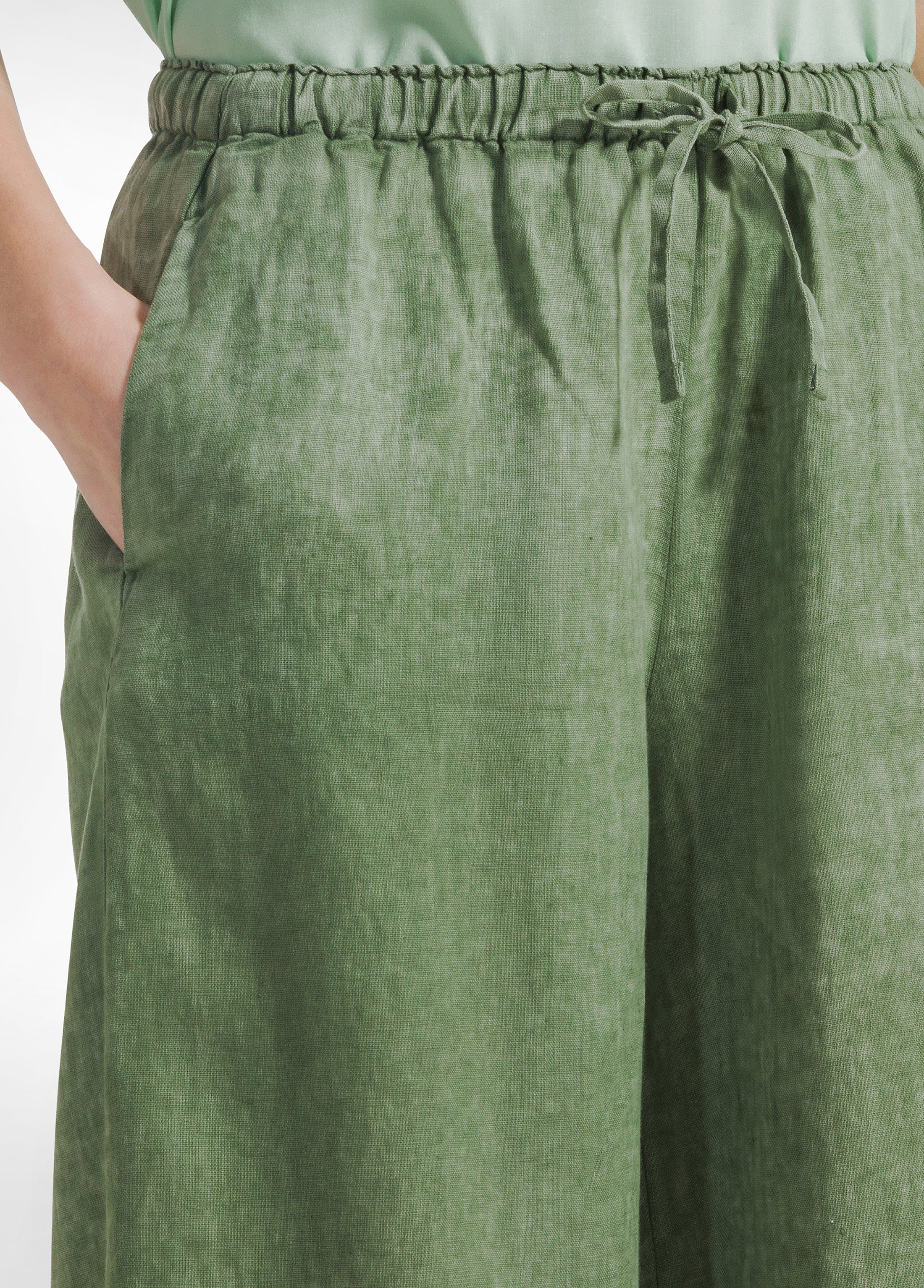 deha-pantalone-cropped-in-lino-effetto-sfumato-verde image 4