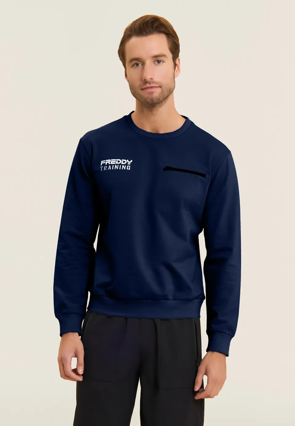 freddy-felpa-girocollo-uomo-in-baby-french-terry-con-taschino-zip image 1