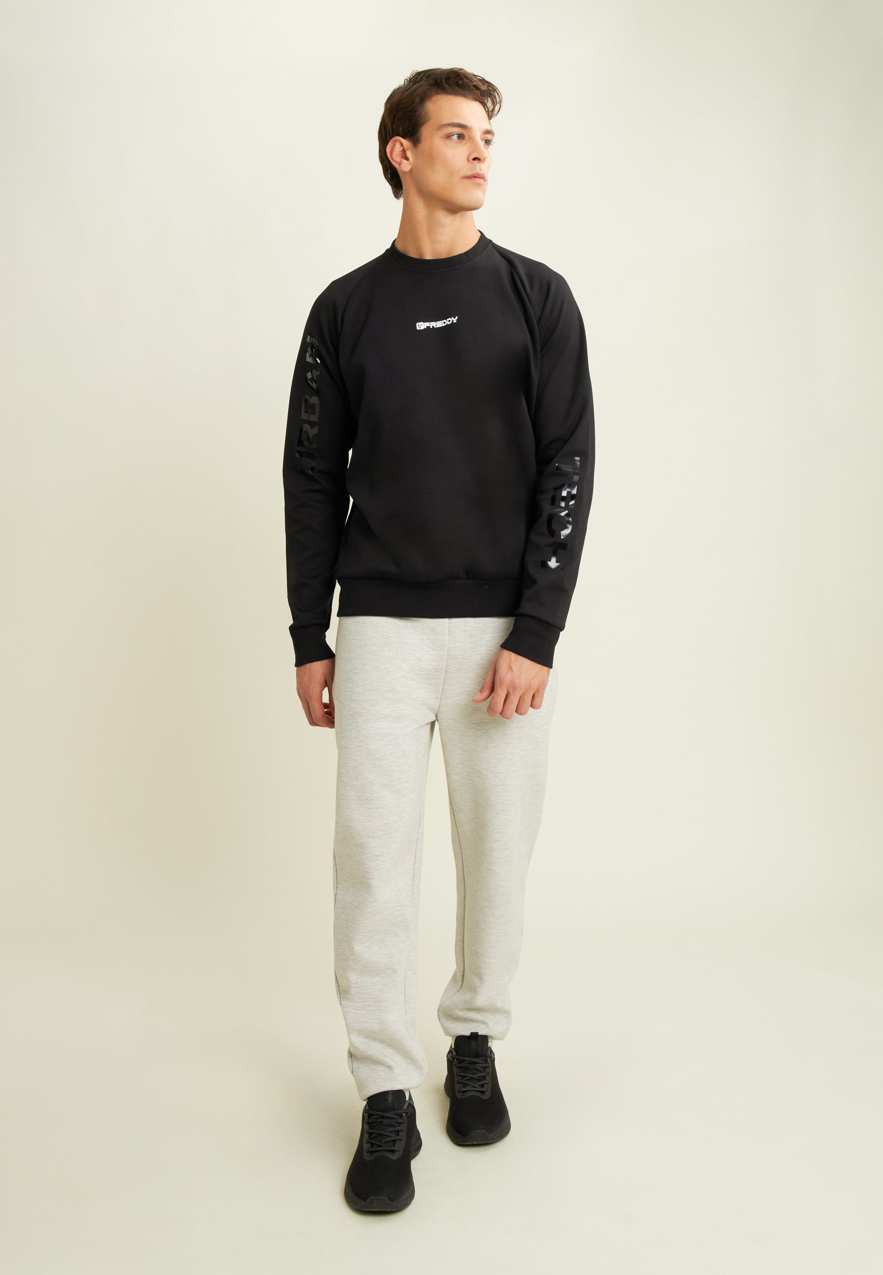 freddy-felpa-uomo-girocollo-regular-con-zip-laterale-e-stampe-maniche image 2