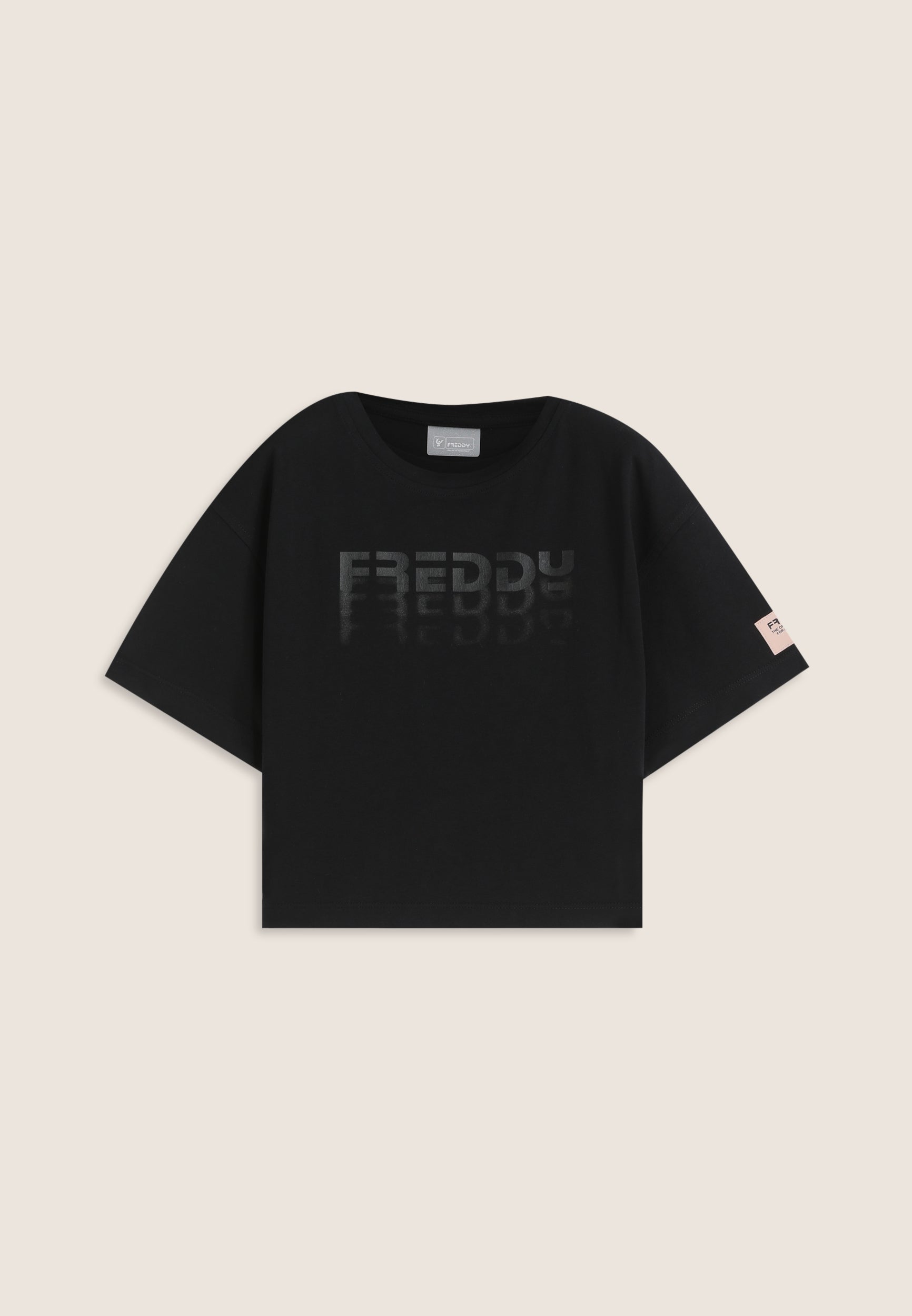 freddy-t-shirt-bambina-cropped-con-logo-freddy-degrad-in-cotone image 1