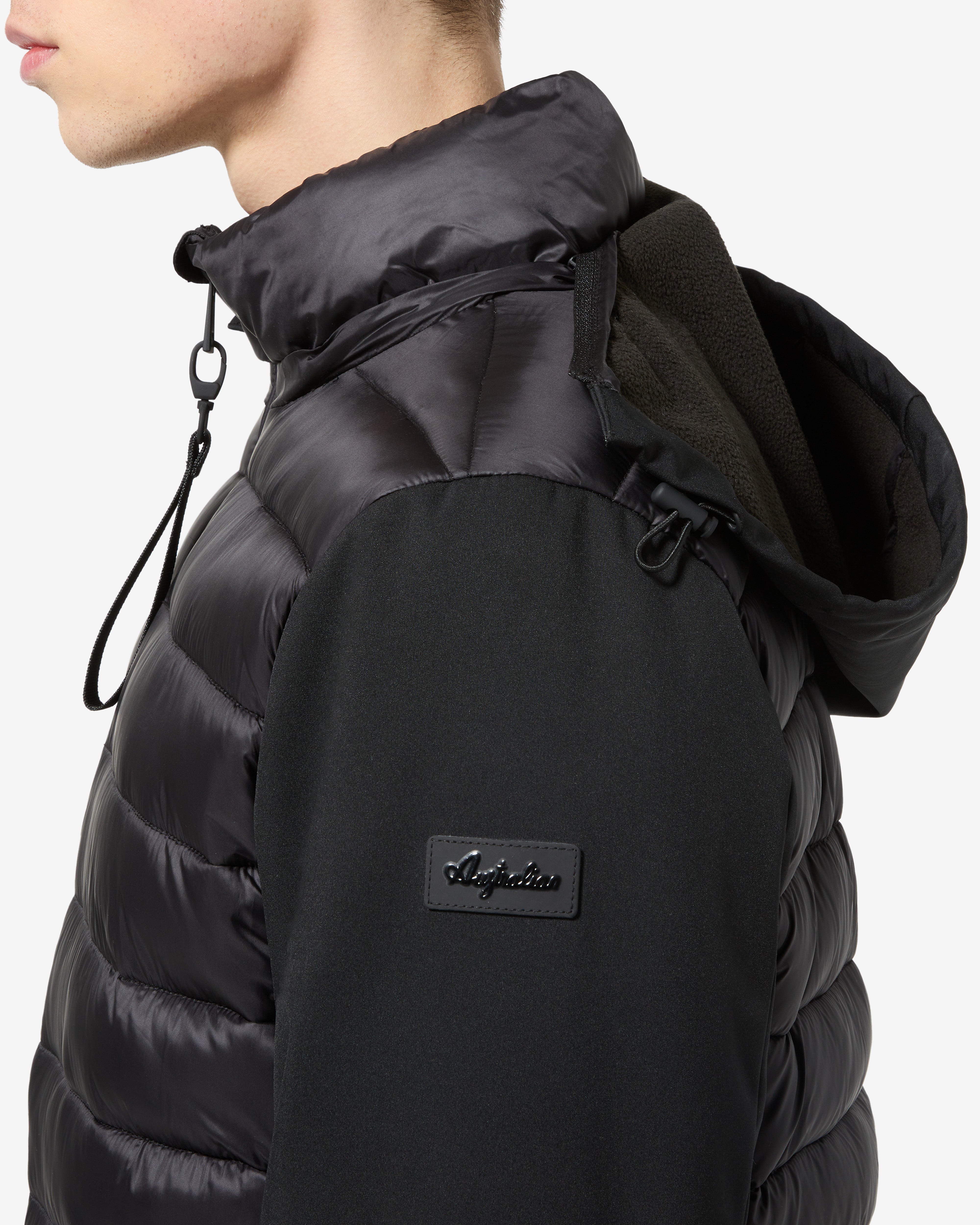 australian-bi-material-jacket-giubbotto-uomo-nero-con-cappuccio image 5