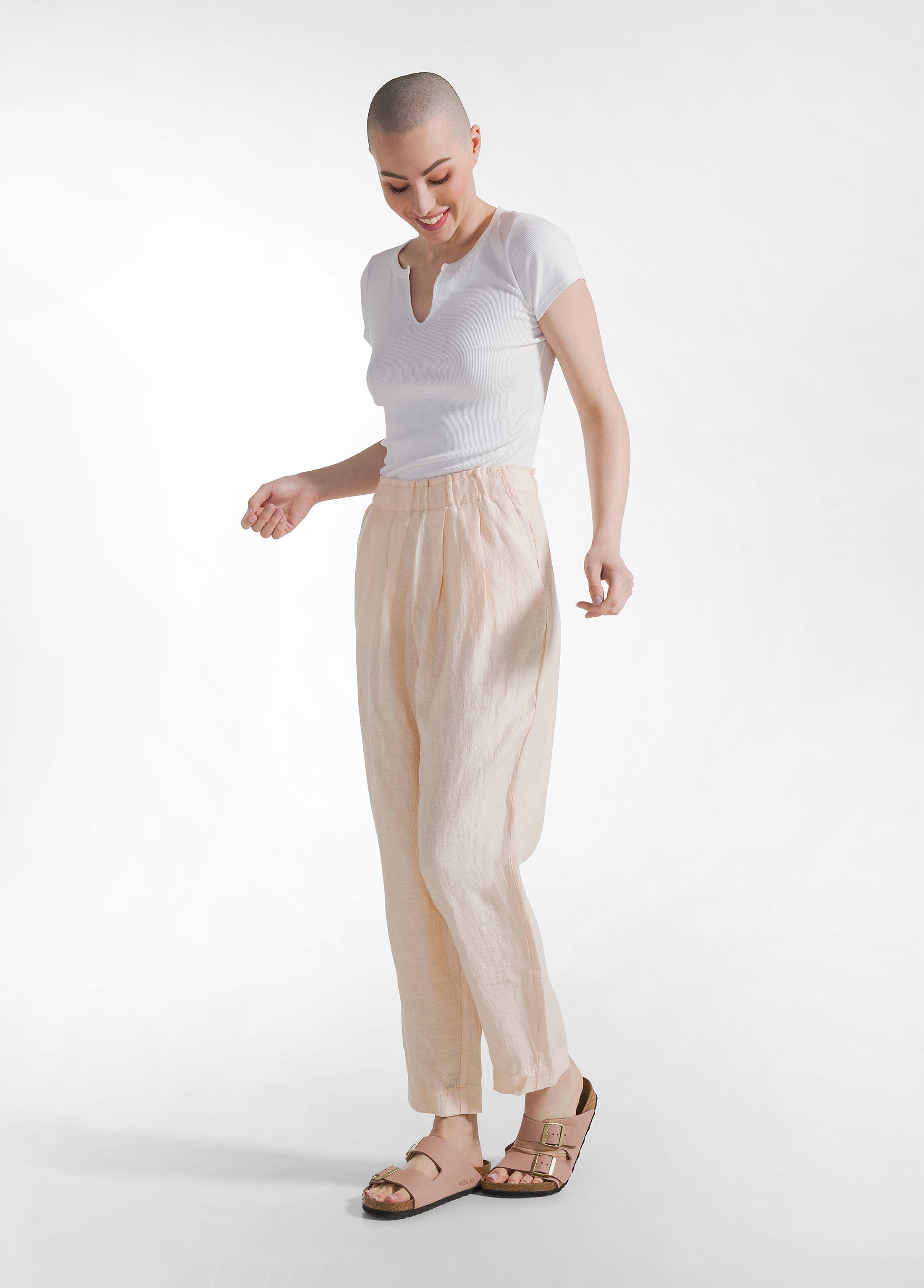 deha-pantalone-in-lino-lucido-rosa image 1
