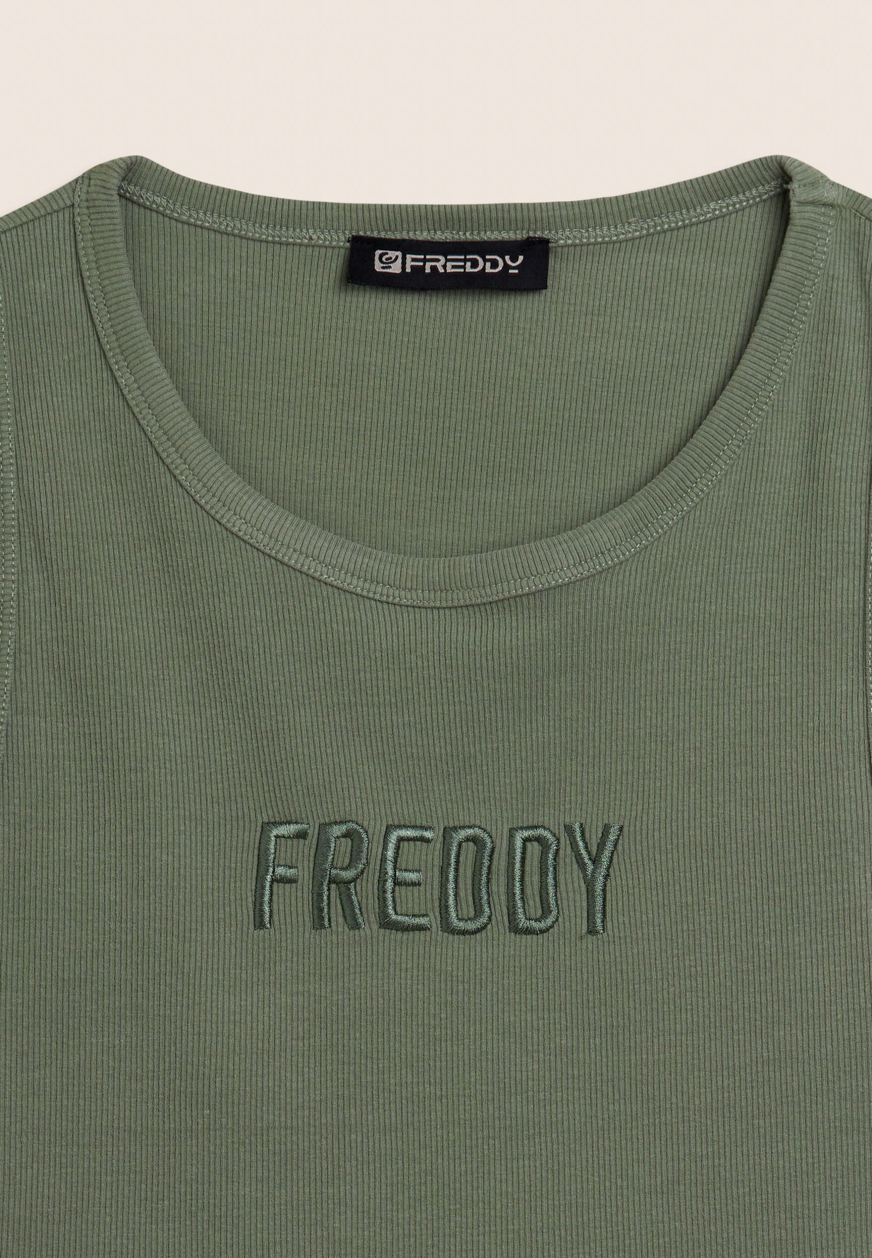 freddy-canotta-cropped-donna-in-cotone-a-costine-con-logo-ricamato image 7