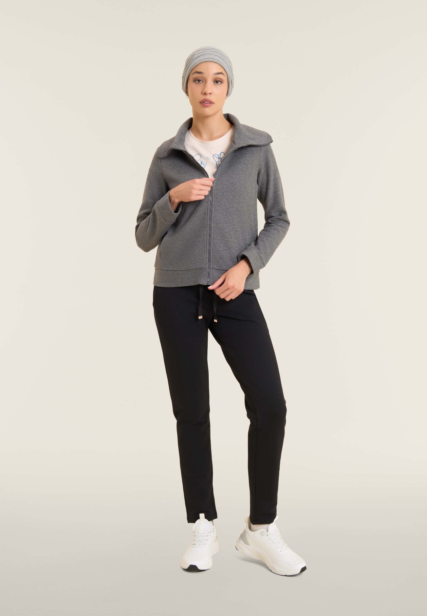 freddy-felpa-donna-full-zip-collo-alto-effetto-tricot image 2