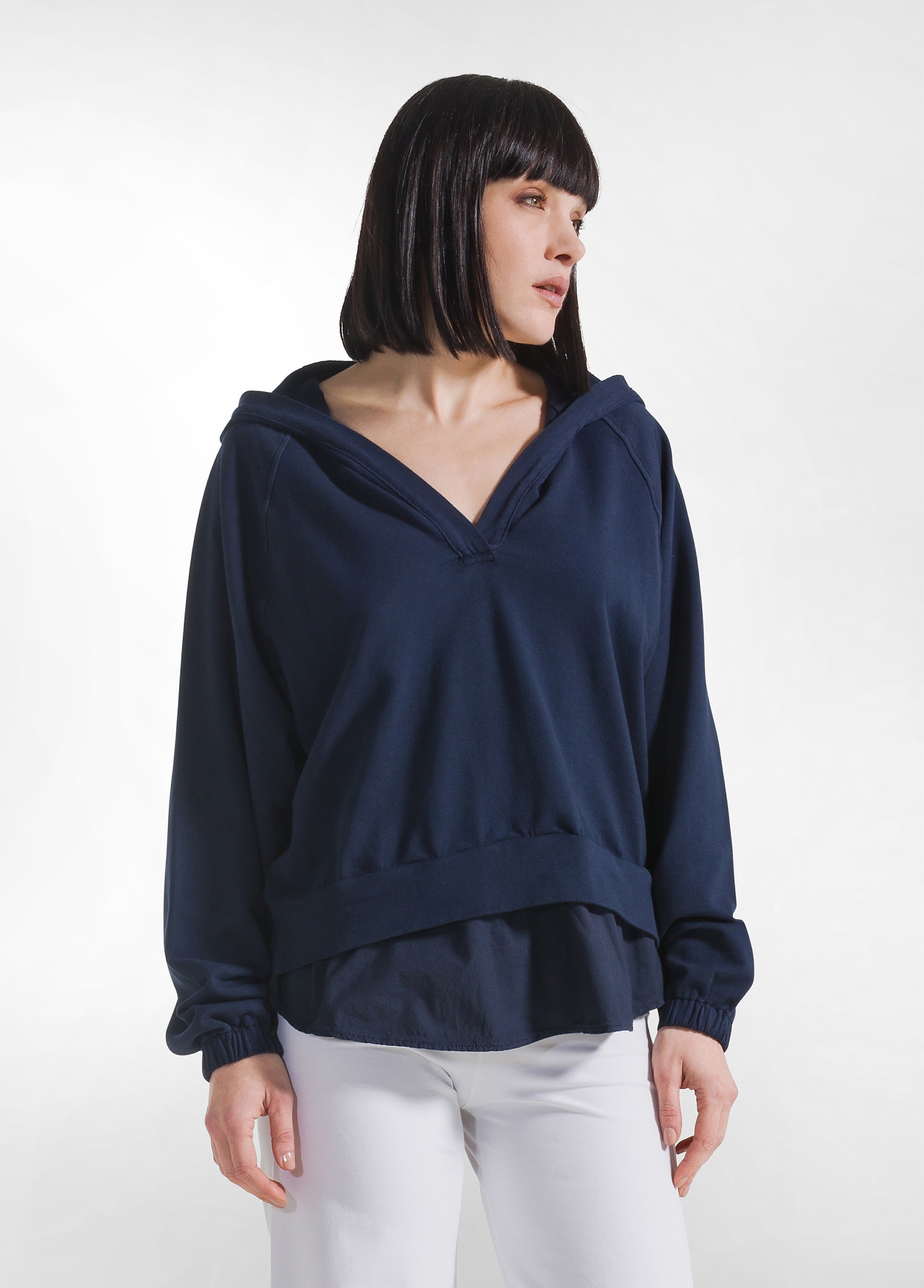 deha-d42714-felpa-con-cappuccio-effetto-parachute-blu image 1