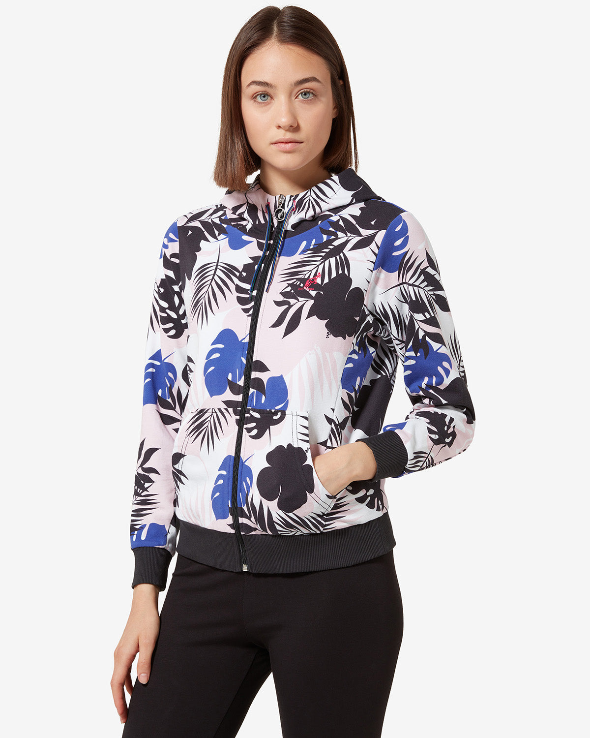 australian-flowers-hoodie-jacket-nero-giacca-felpa-con-cappuccio-donna image 1