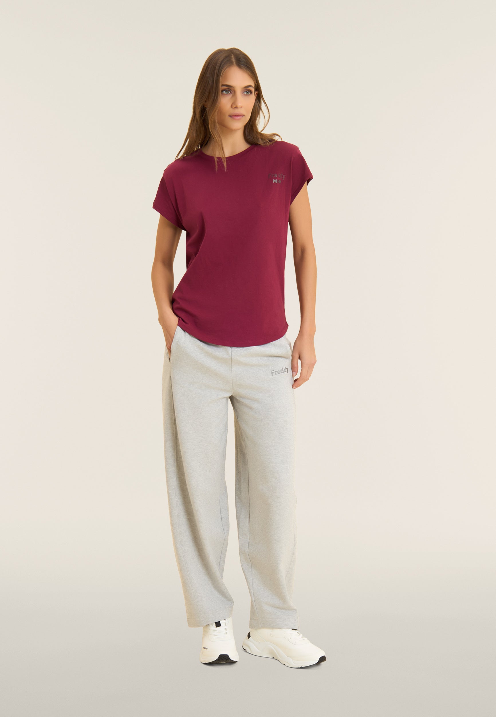 freddy-t-shirt-donna-regular-fit-manica-ad-aletta-cotone image 2