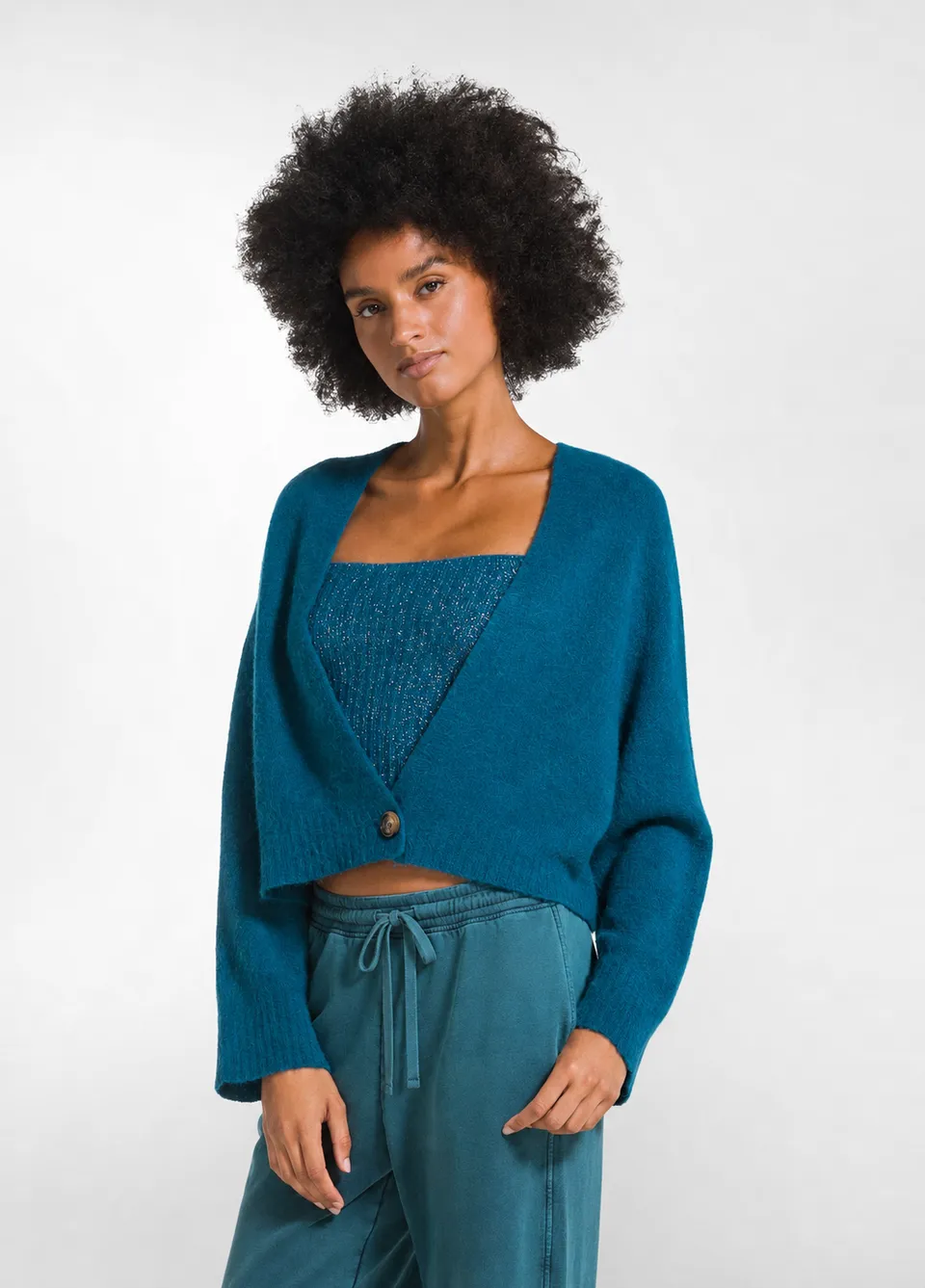 deha-cardigan-corto-in-alpaca-verde-d52722 image 1