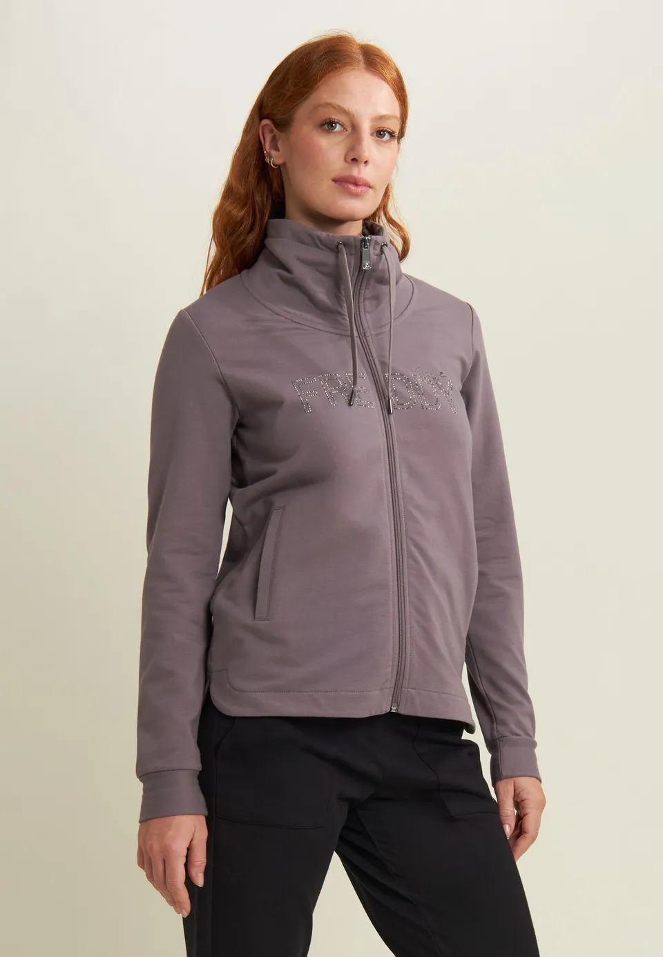 freddy-felpa-donna-full-zip-collo-alto-fondo-asimmetrico image 1