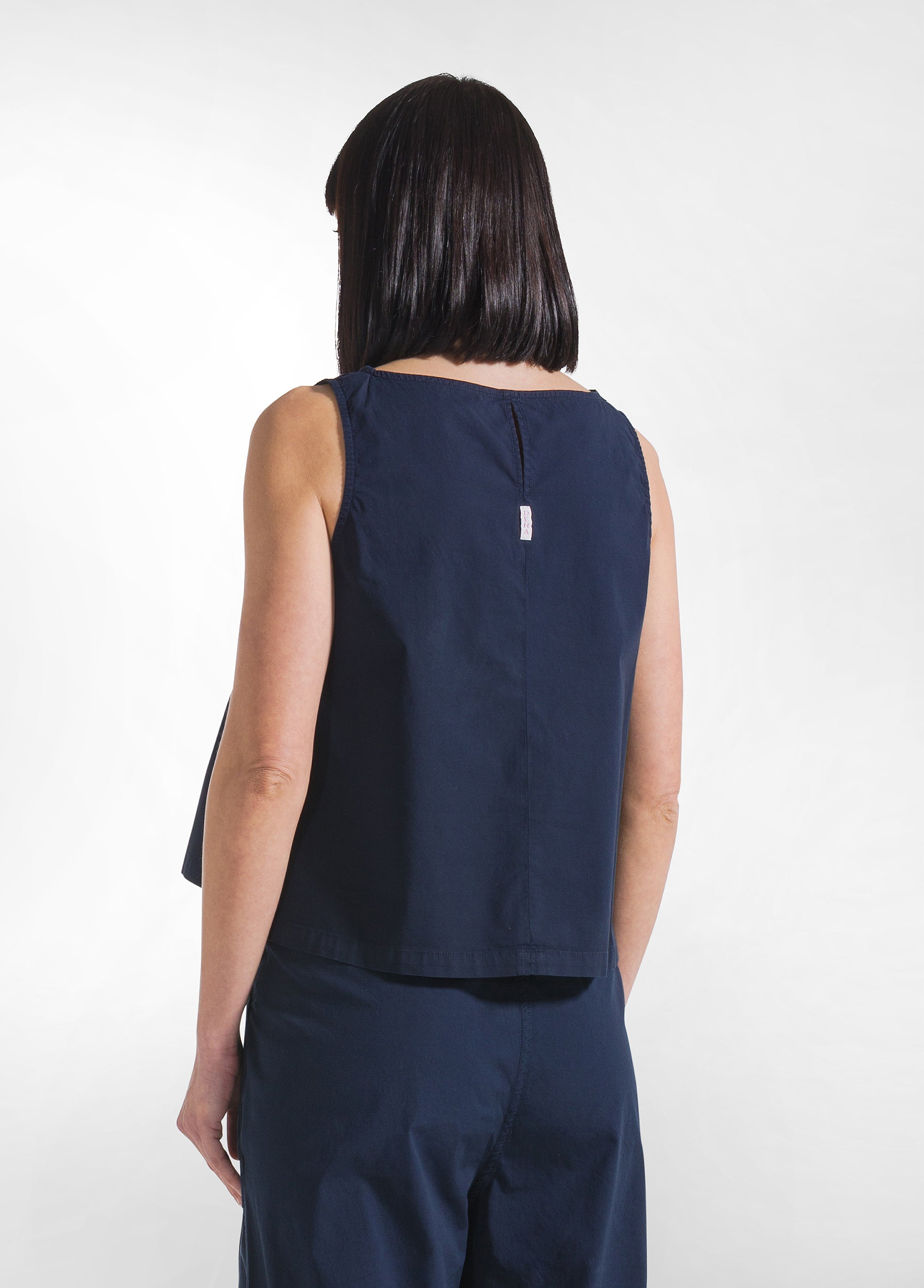 deha-completo-top-e-pantaloni-dritti-in-popline-elasticizzato-blu image 2