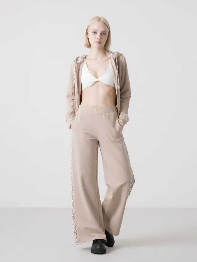 pantalone-palazzo-donna-dimensione-danza-con-fasce-animalier-e-vita-elastica image 1