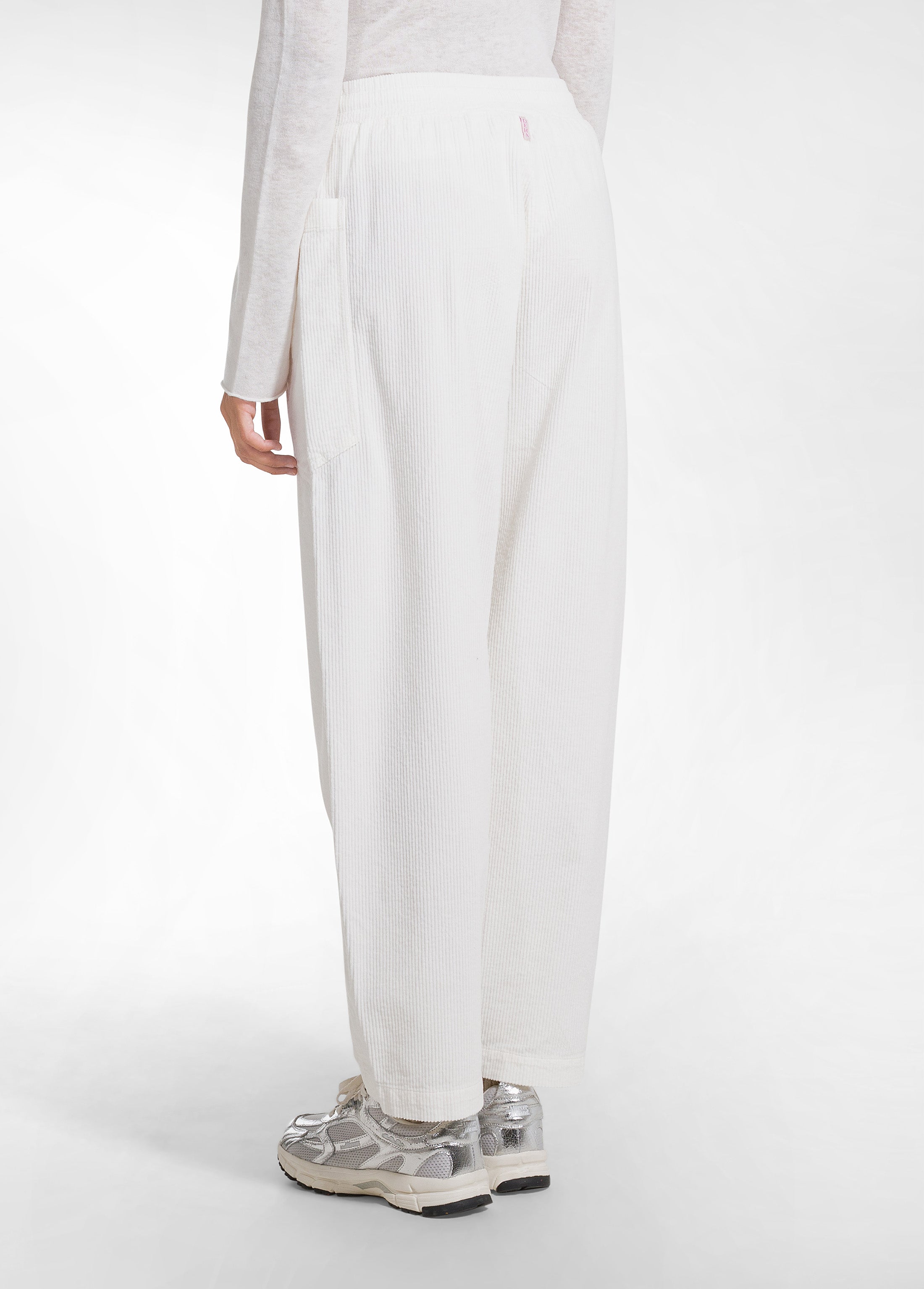 deha-pantalone-d52367-ballon-velluto-mille-righe-bianco image 3