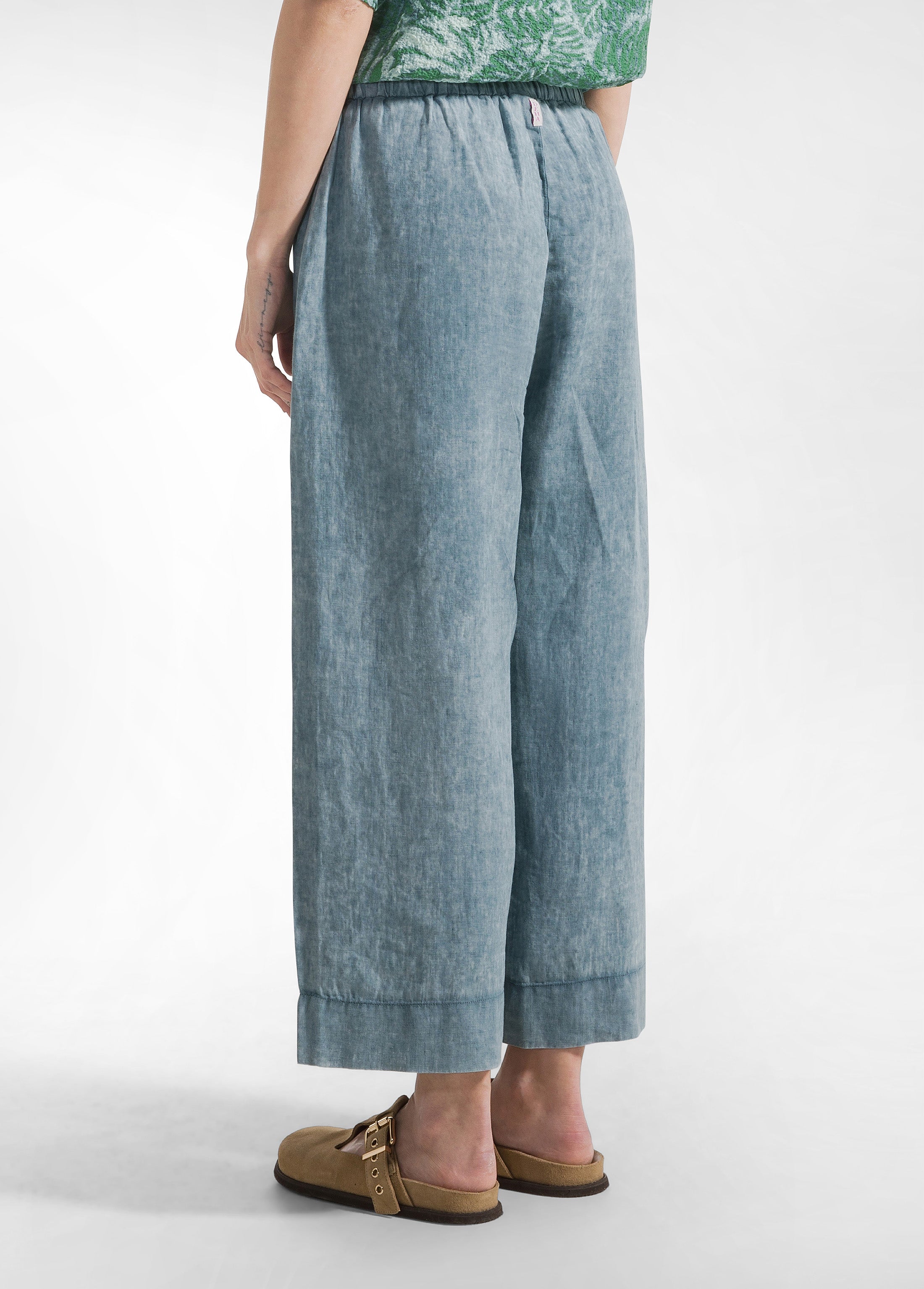 deha-pantalone-cropped-in-lino-effetto-sfumato-blu image 3