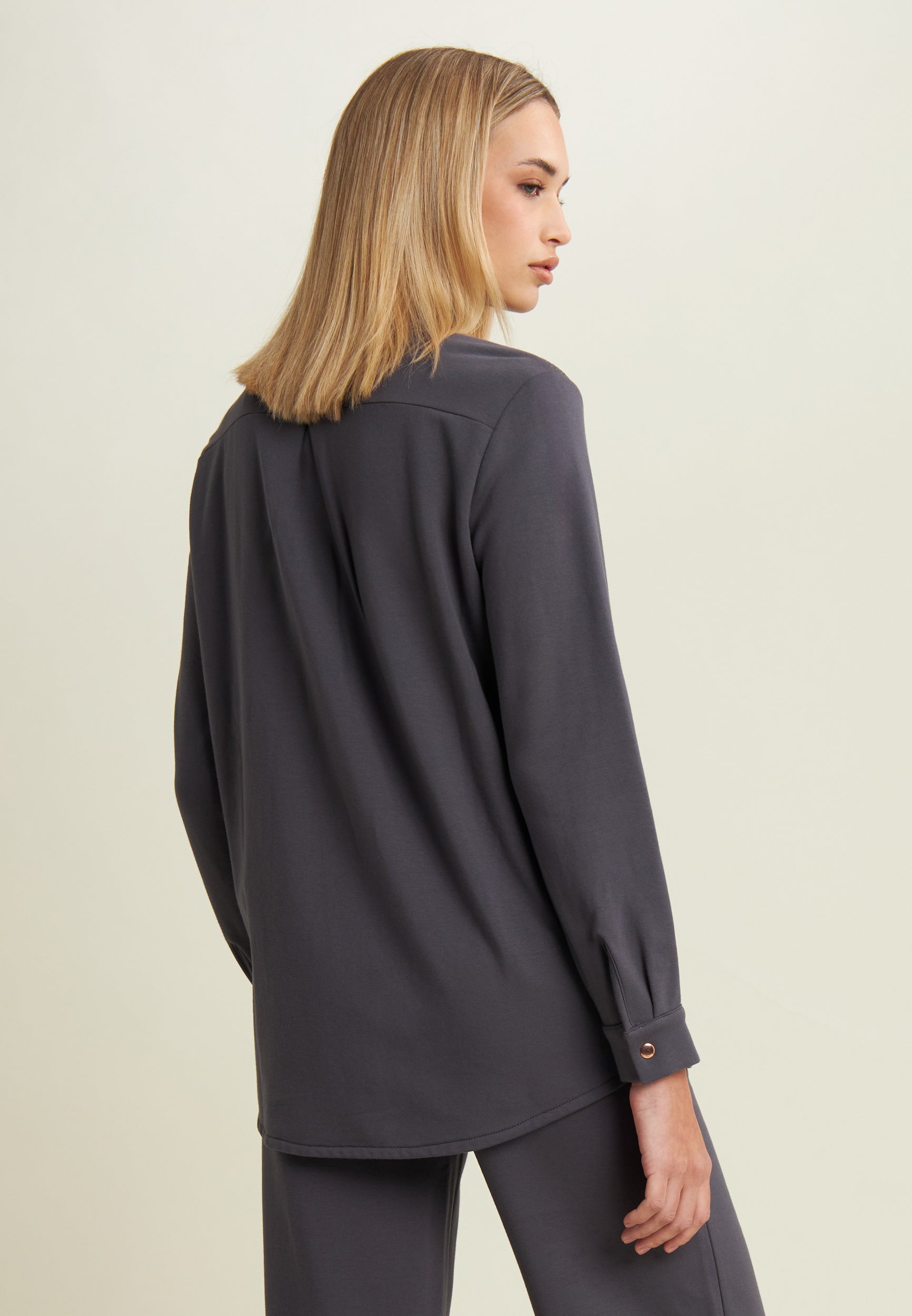 freddy-camicia-donna-in-felpa-modal-con-bottoni-dorati image 3