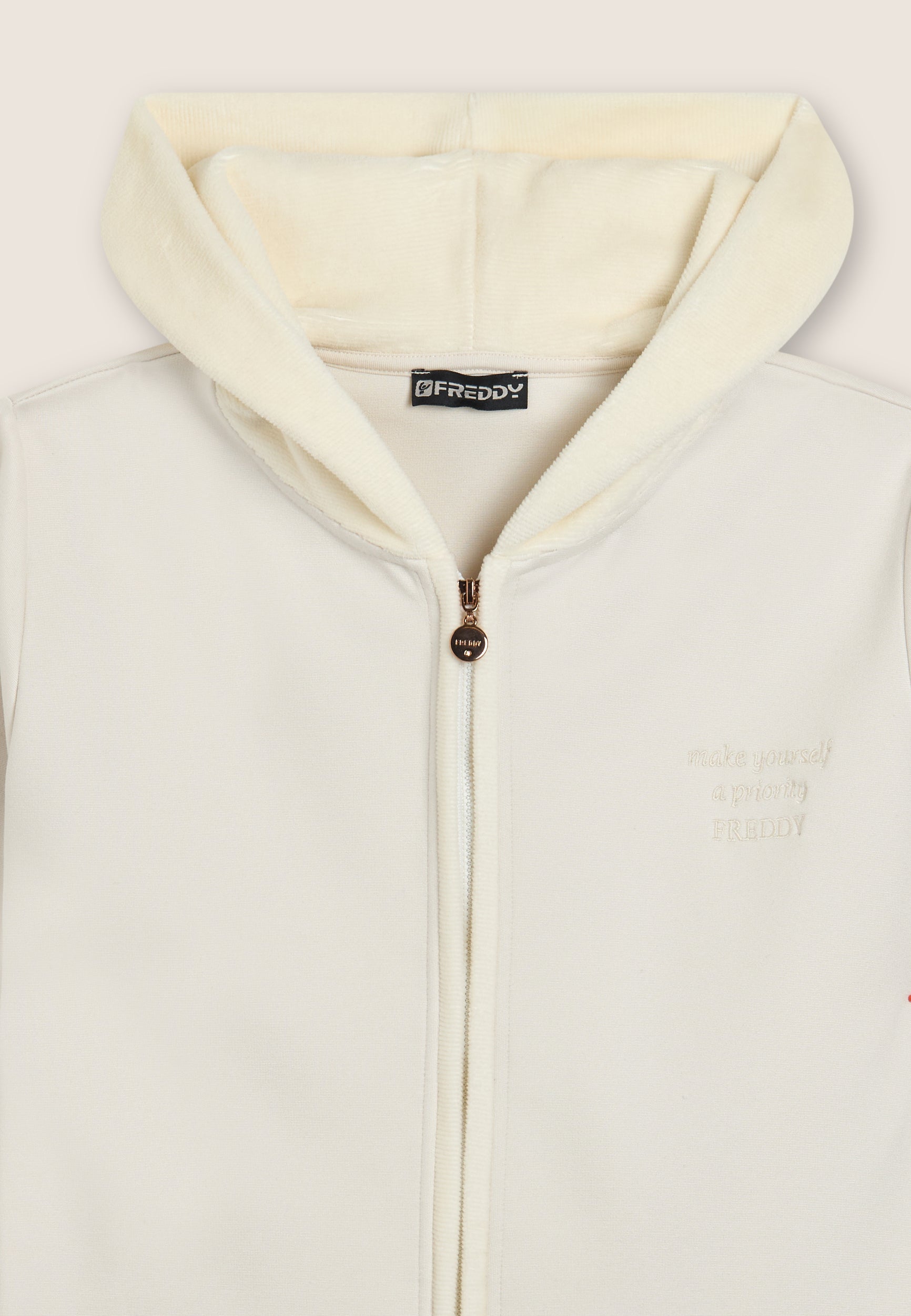 freddy-felpa-full-zip-donna-con-cappuccio-in-ciniglia-e-viscosa image 7
