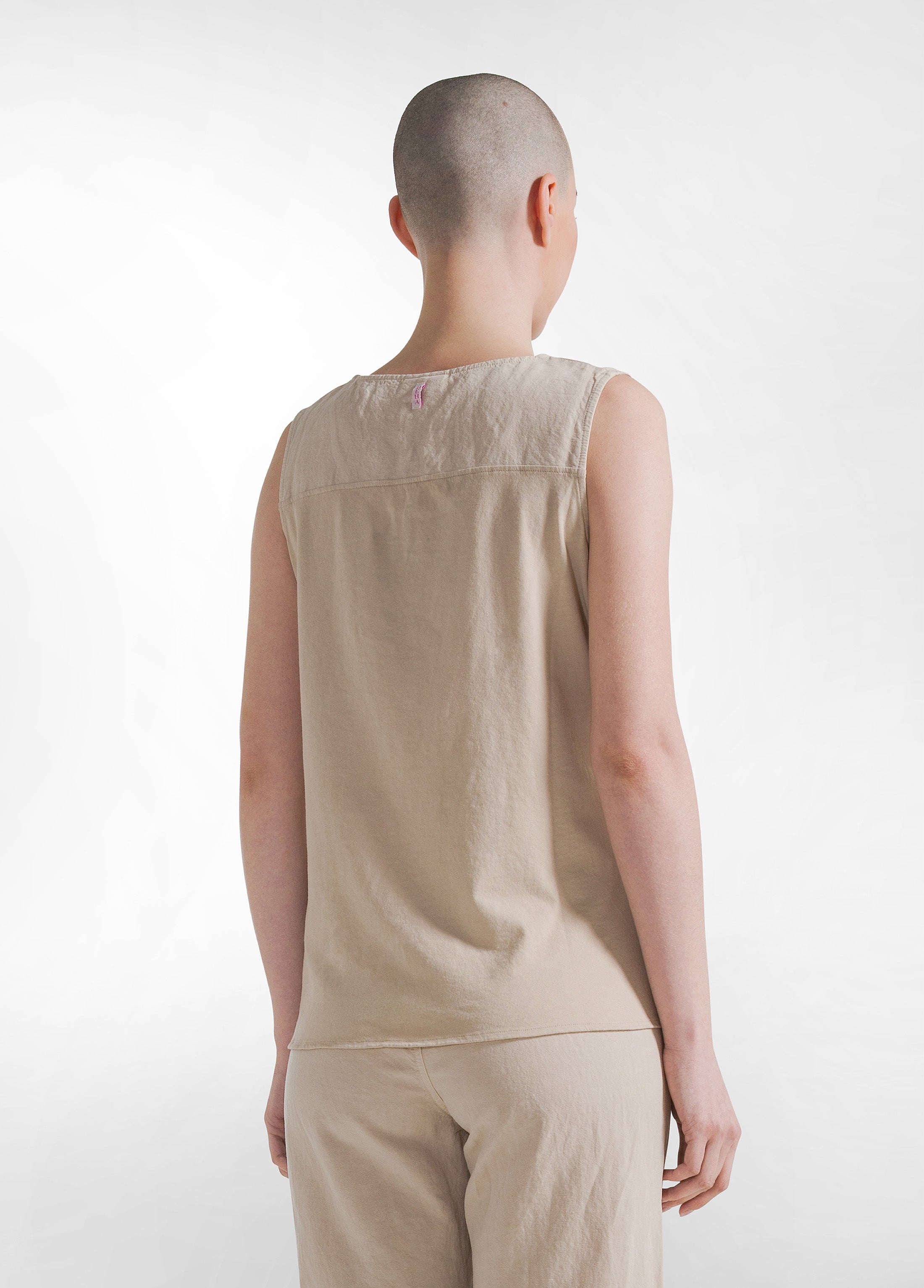 deha-top-in-lino-e-cotone-con-cintura-beige-donna image 2