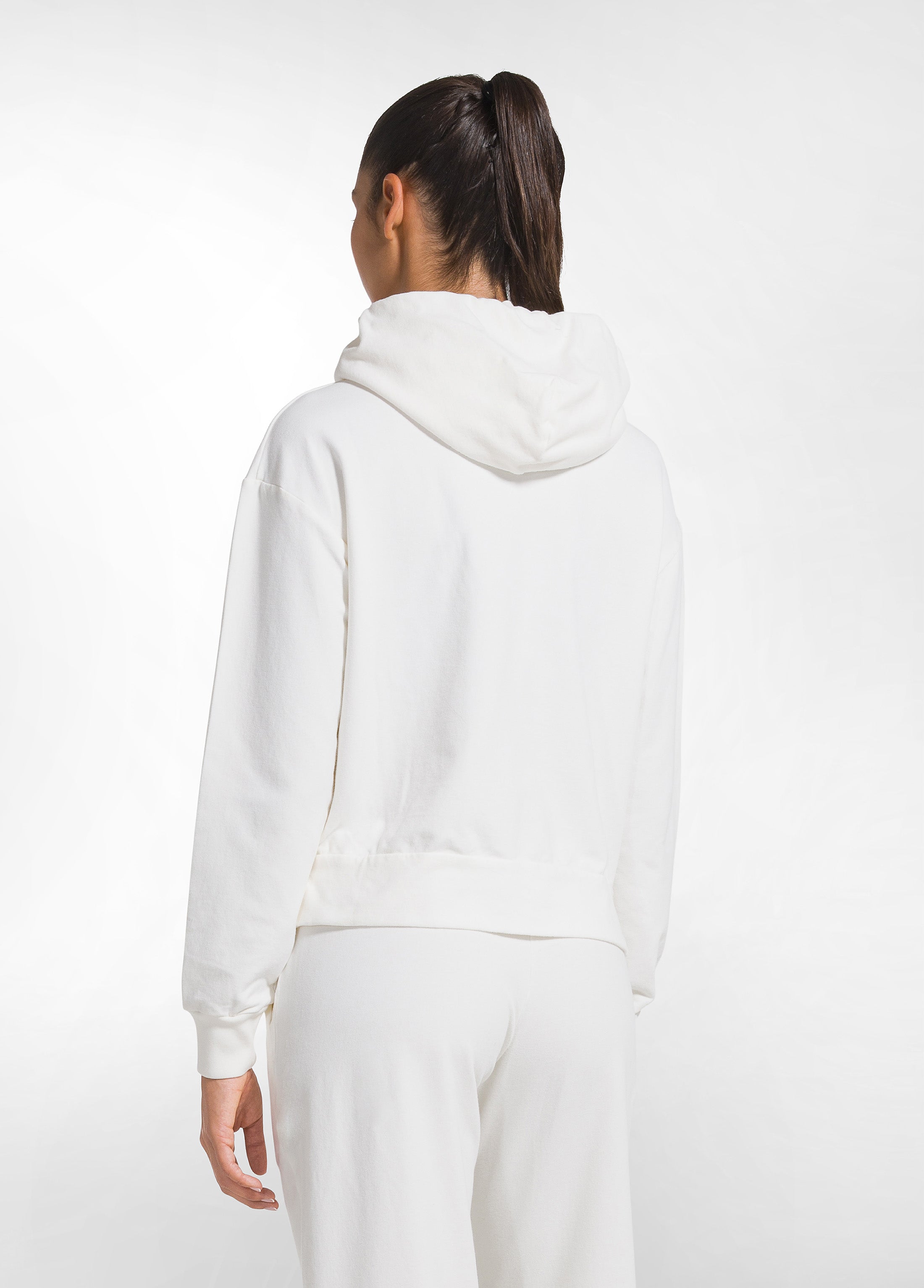deha-felpa-con-zip-e-cappuccio-in-cotone-stretch-bianca image 2