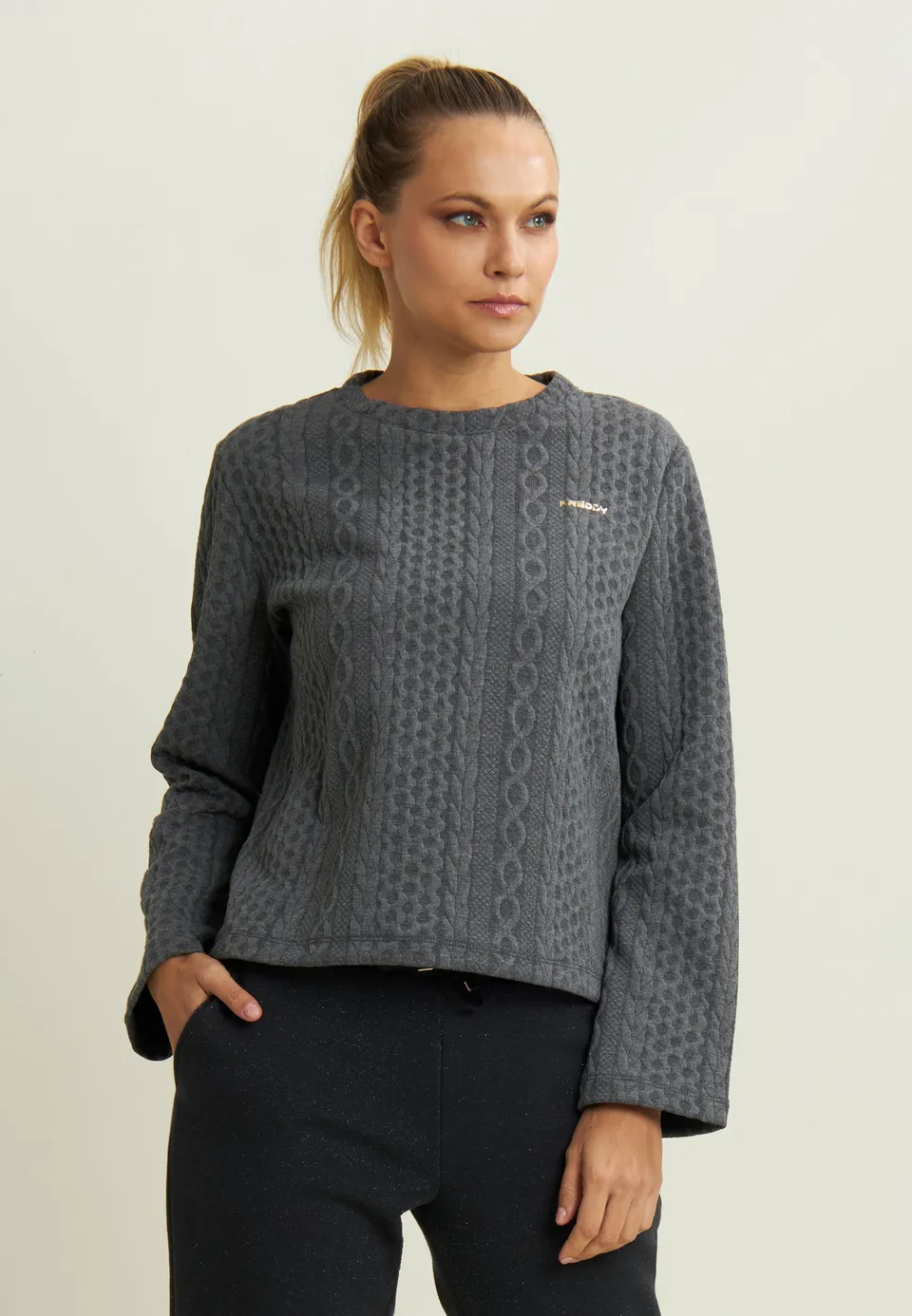 freddy-felpa-girocollo-tessuto-tecnico-doppio-a-trecce-regular-fit image 1