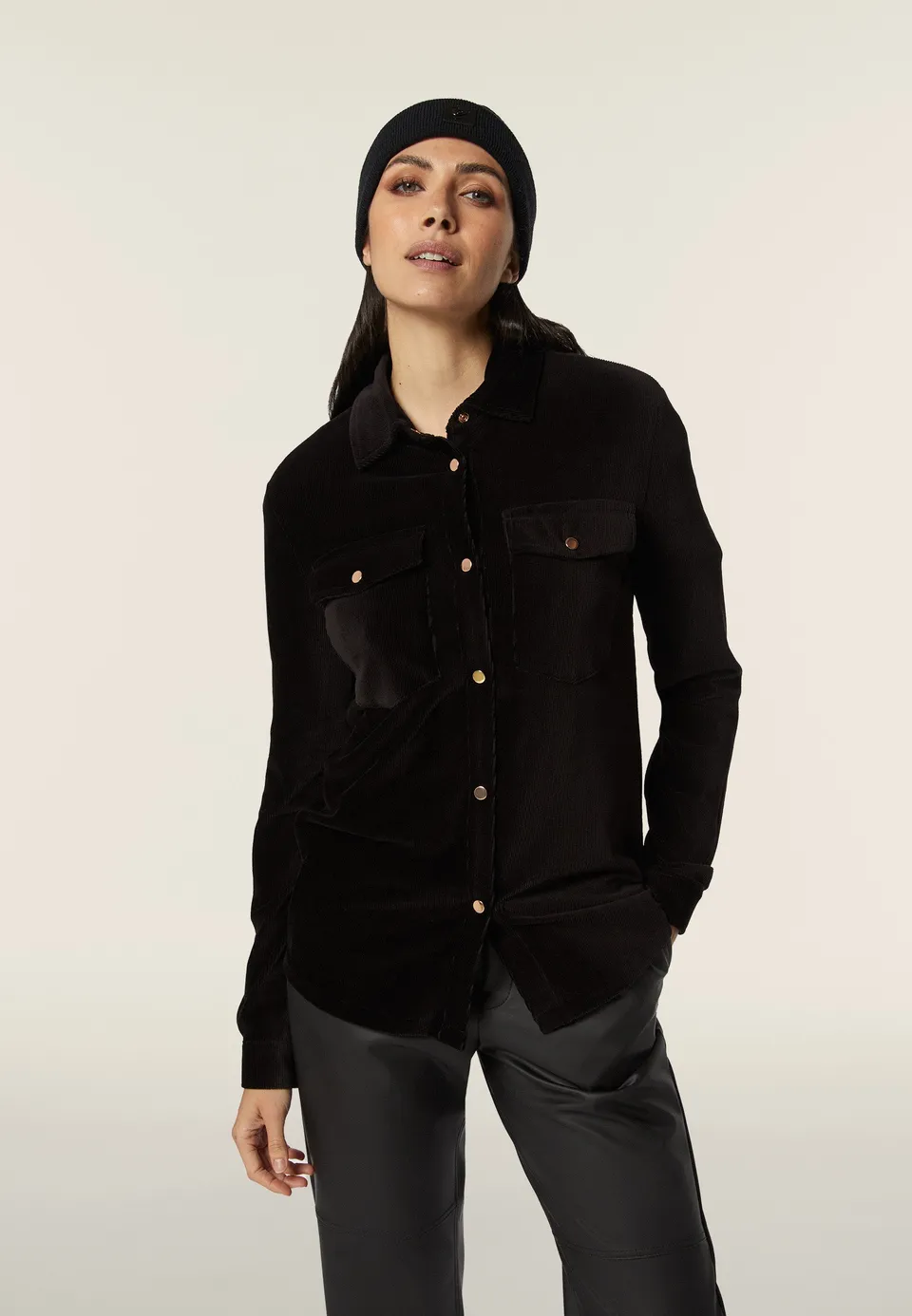 freddy-camicia-comfort-fit-in-velluto-mille-righe-con-bottoni-a-pressione image 1