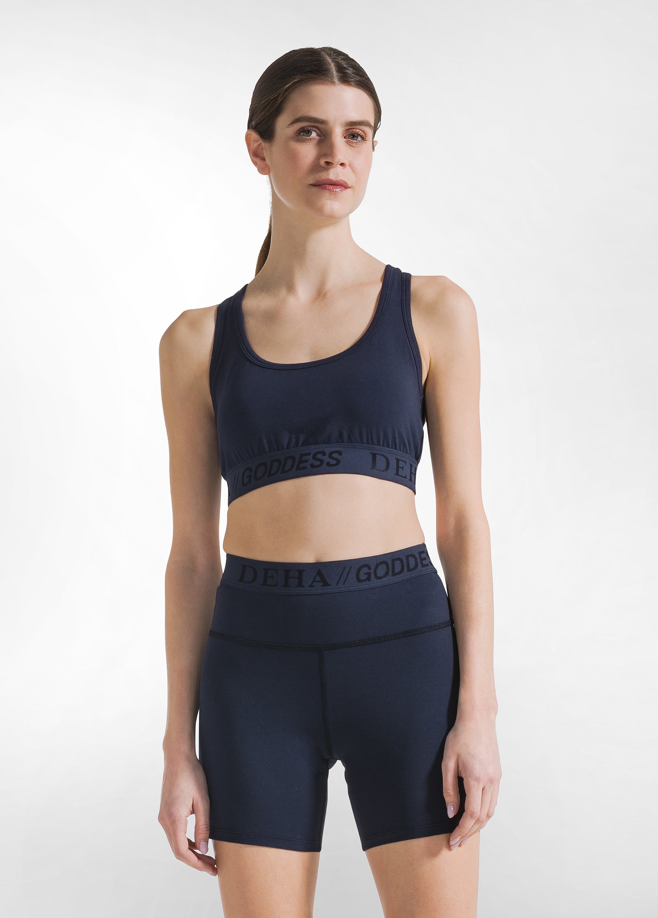 deha-top-vogatore-jersey-stretch-blu-con-elastico-logato image 1