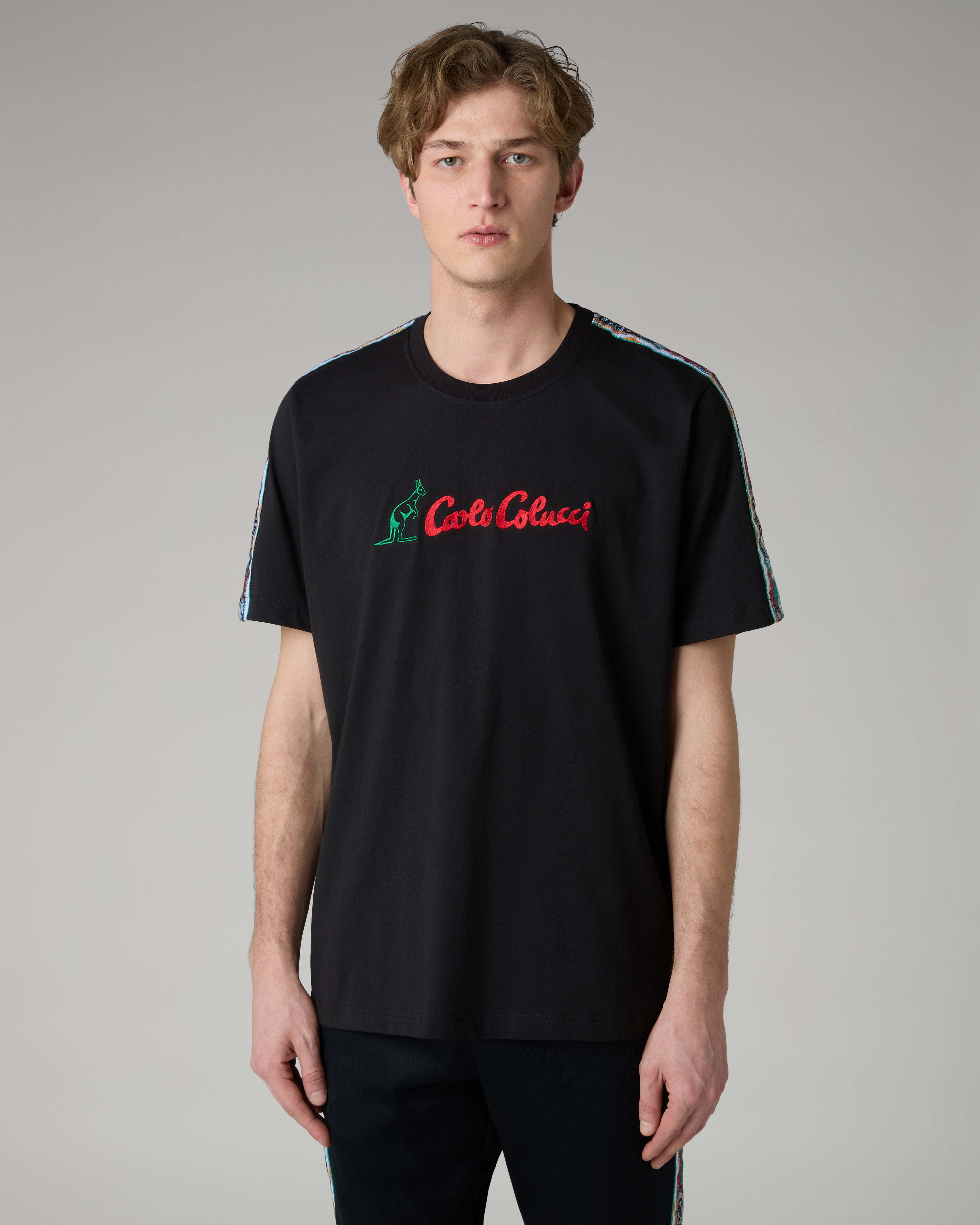 australian-color-tape-t-shirt-carlo-colucci-nera-regular-fit image 1