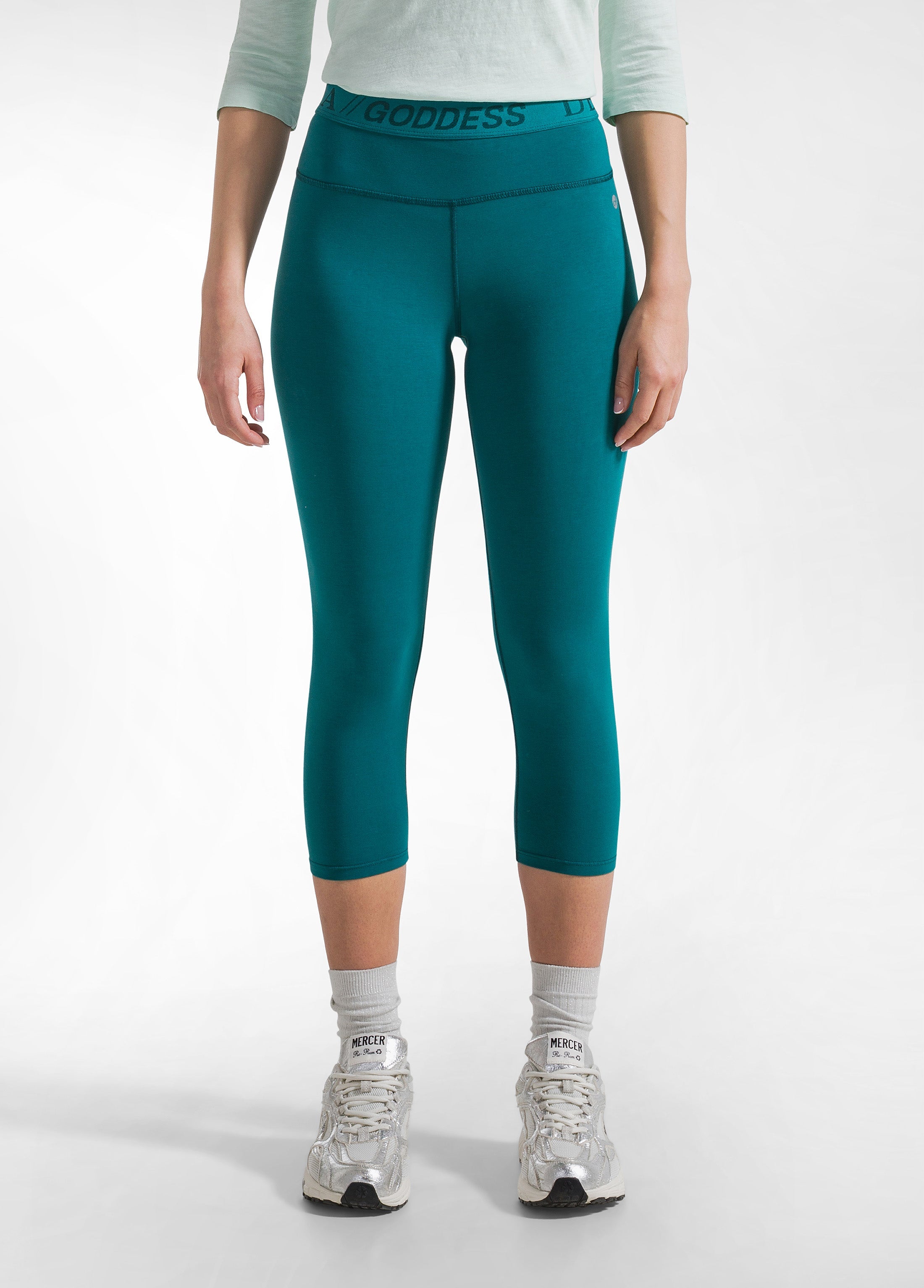 deha-leggings-stretch-7-8-tinta-unita-verde image 2