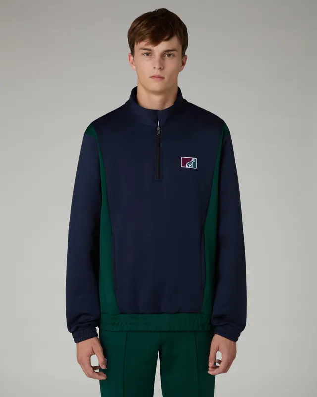australian-classic-crewneck-mezza-zip-blu-navy image 1