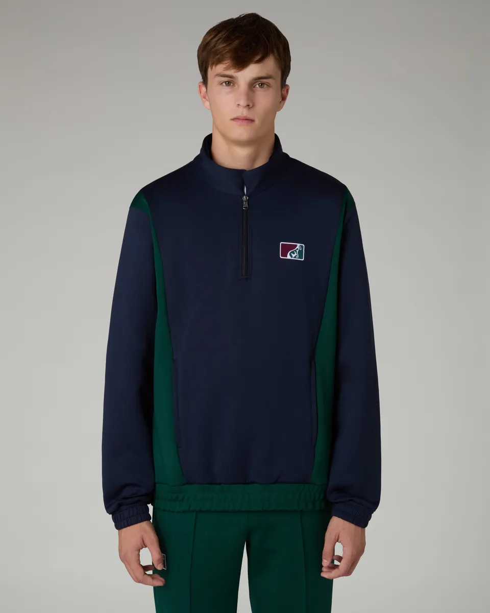 australian-classic-crewneck-mezza-zip-blu-navy image 1