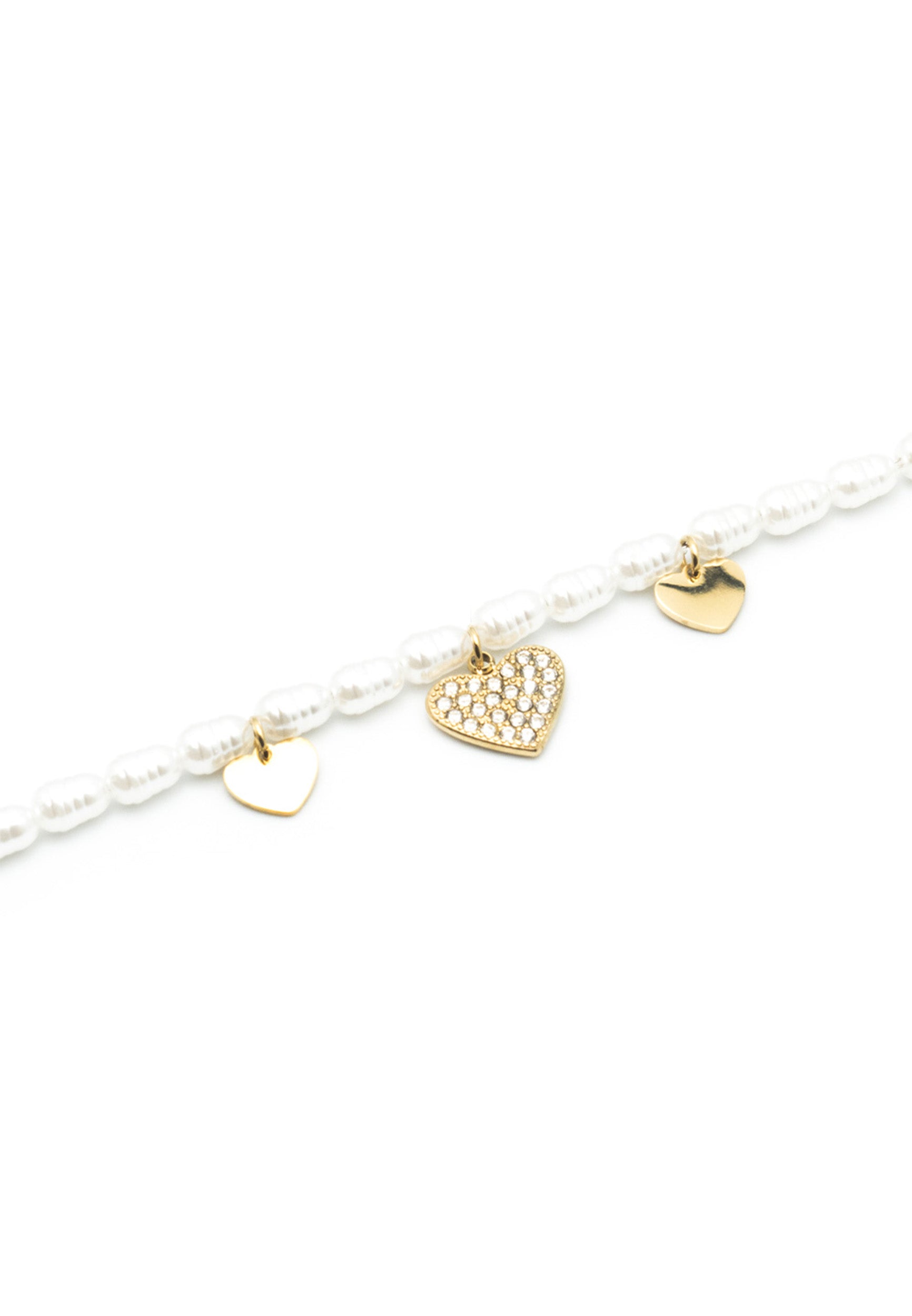 freddy-bracciale-catena-di-cuori-e-perle-in-acciaio-dorato-316l image 2