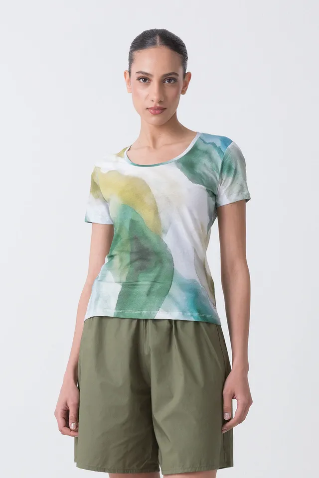 dimensione-danza-city-t-shirt-donna-slim-fit-con-stampa-all-over-marmorizzata image 1