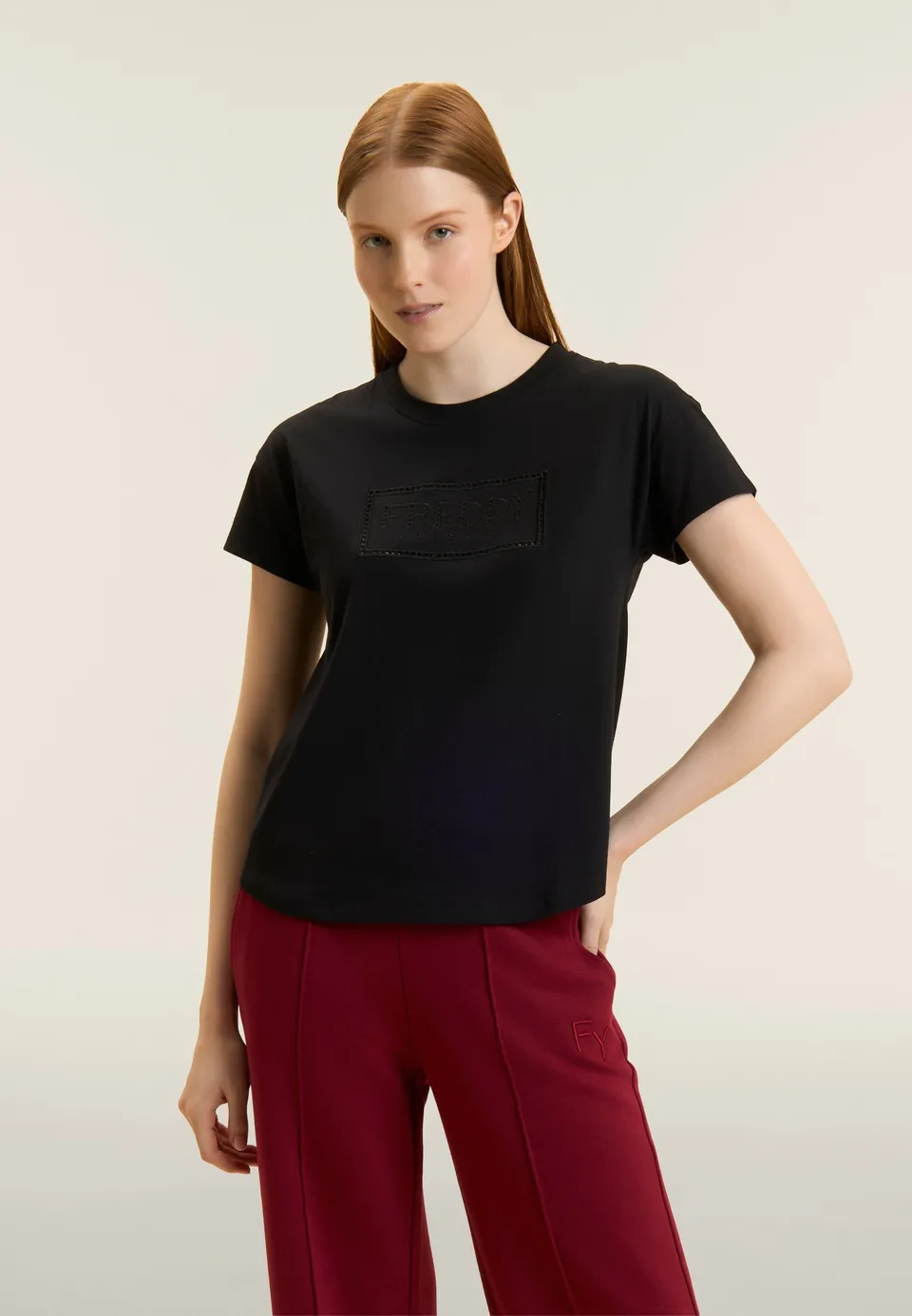 freddy-t-shirt-maniche-ad-aletta-e-logo-ricamato-in-cotone image 1