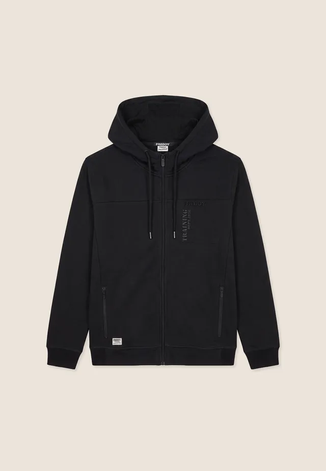 freddy-felpa-sportiva-uomo-regular-fit-con-zip-e-cappuccio-garzata image 1