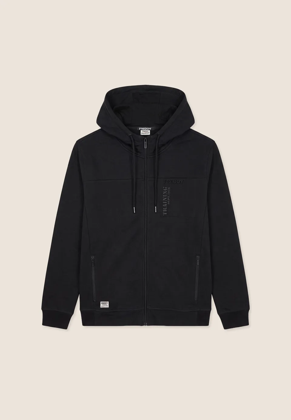 freddy-felpa-sportiva-uomo-regular-fit-con-zip-e-cappuccio-garzata image 1