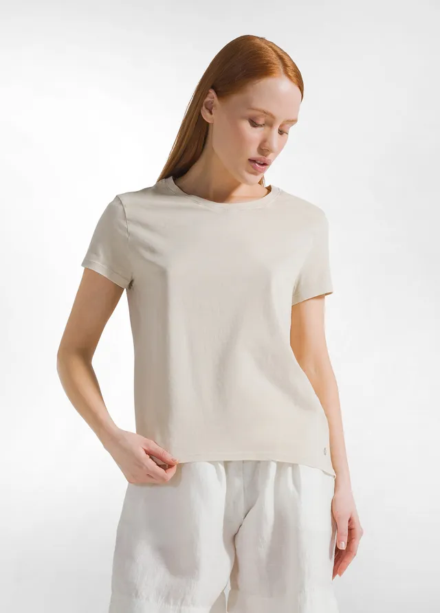 deha-t-shirt-effetto-marmorizzato-beige-girocollo image 1